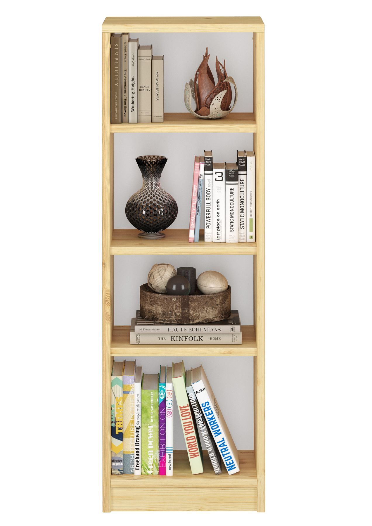 Holzregal, Bücherregal, Dekorvase, Vasen, Deko-Objekte, Wandregal
