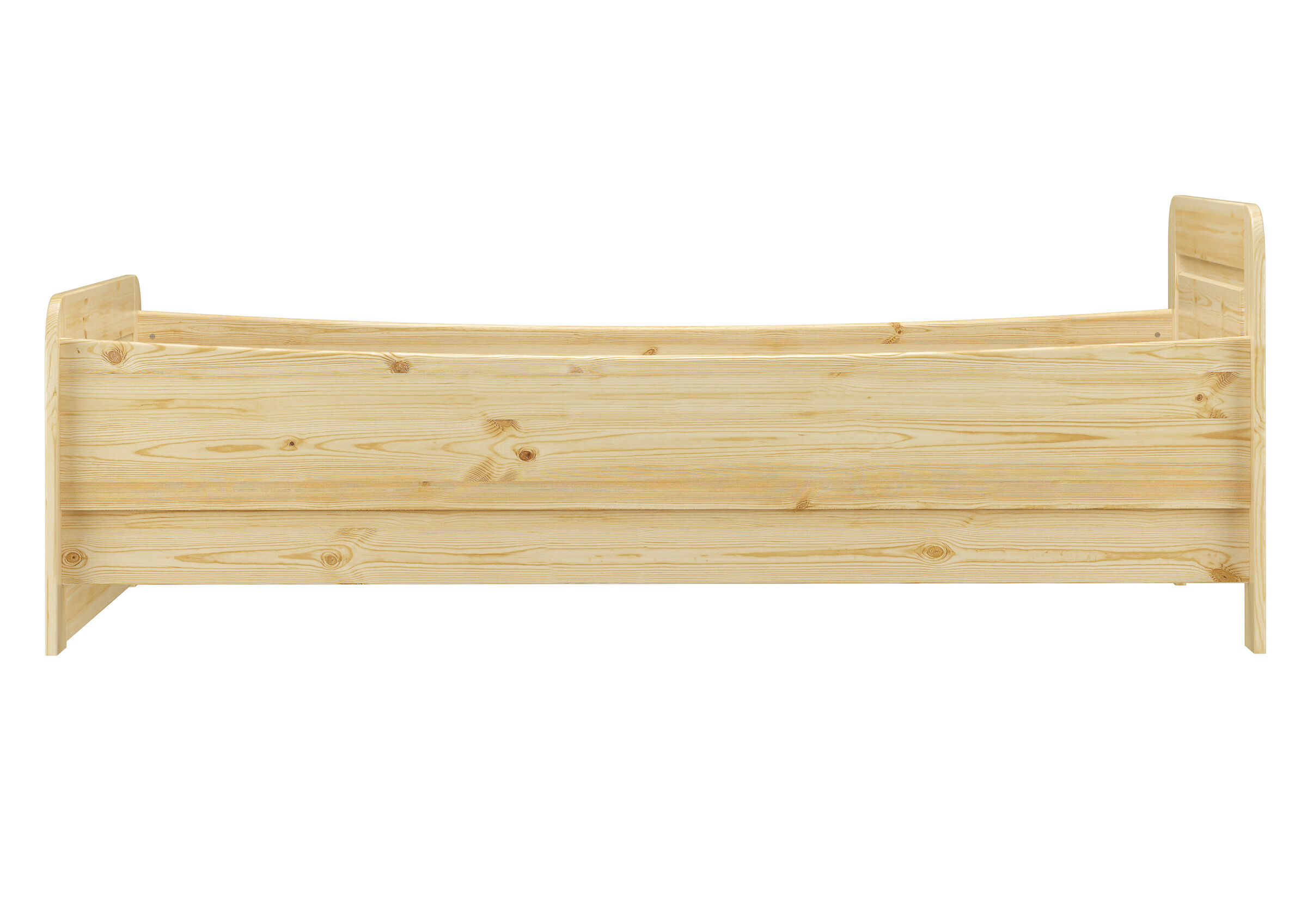 Holzbett, Kopfteil, Fußteil, Naturholz, Konstruktionsholz, Hohes Seniorenbett 90x200 im Detail