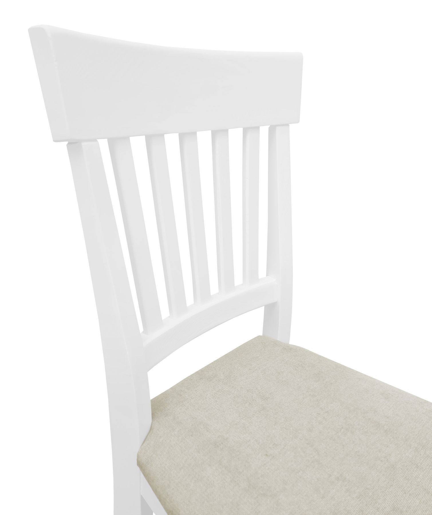 Stuhl, Weiß, Holz, Lamellenrücken, gepolsterte Sitzfläche, Lehne Küchenstuhl weiß