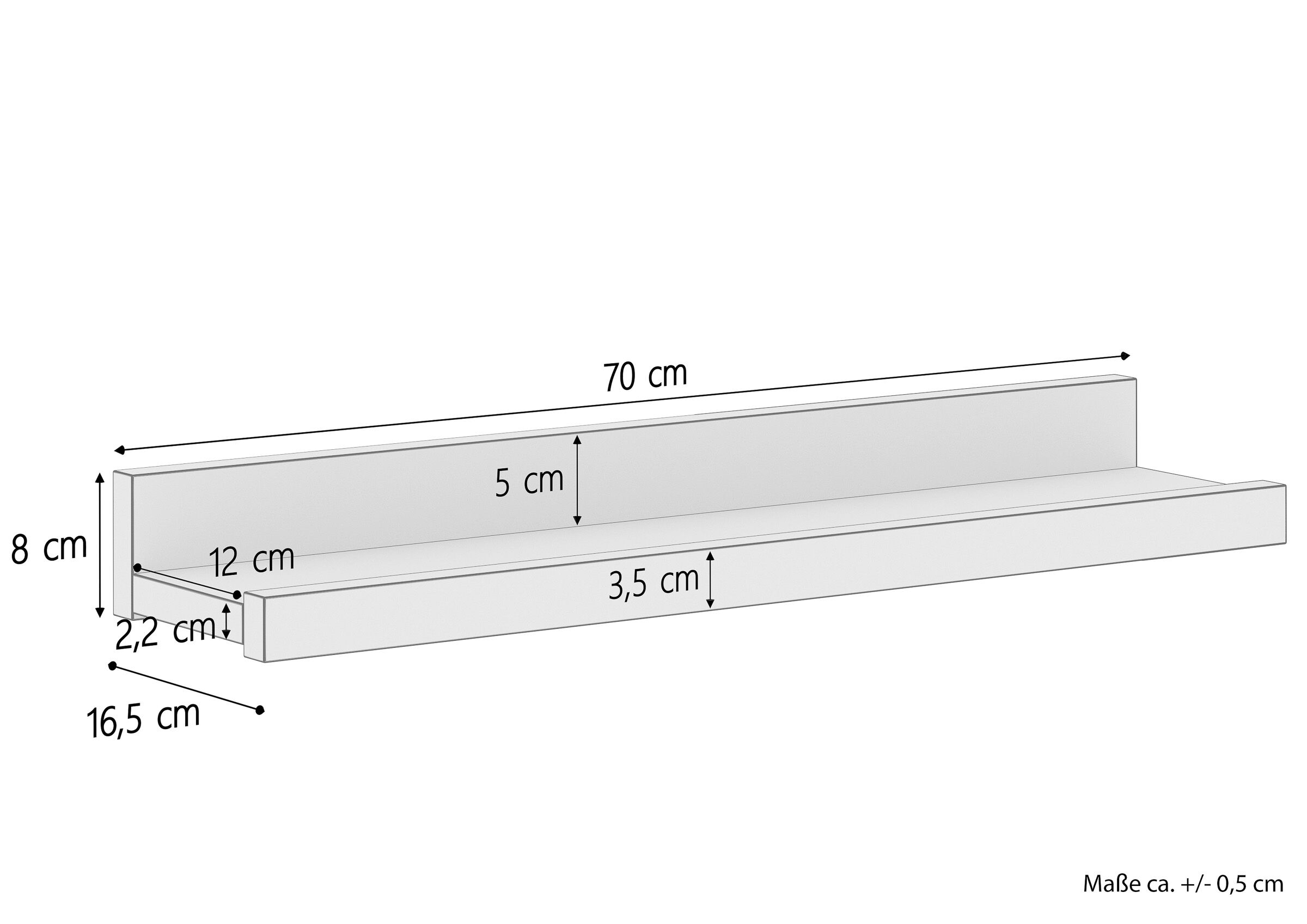 wandregal, regal, kleines regal, holzregal, regalmaß 70 cm, Skizze mit Maße