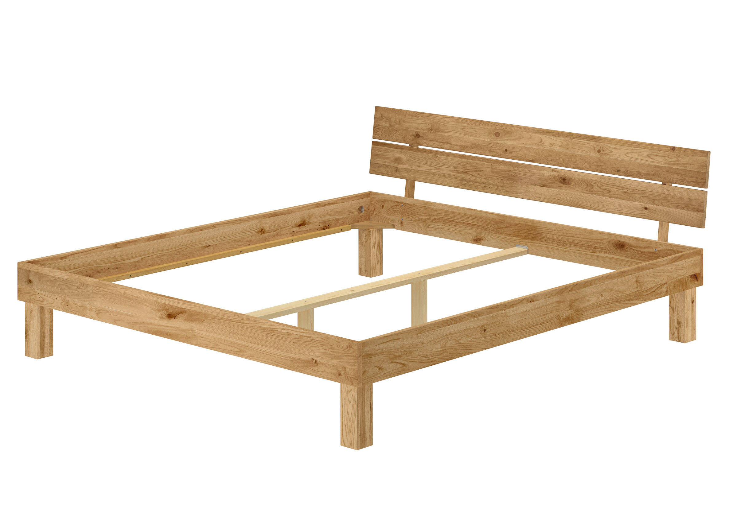 holzbettrahmen, holzbett, bettrahmen, holz, natürlichesholz, Eiche Bettrahmen 180x200 mit Kopflehne