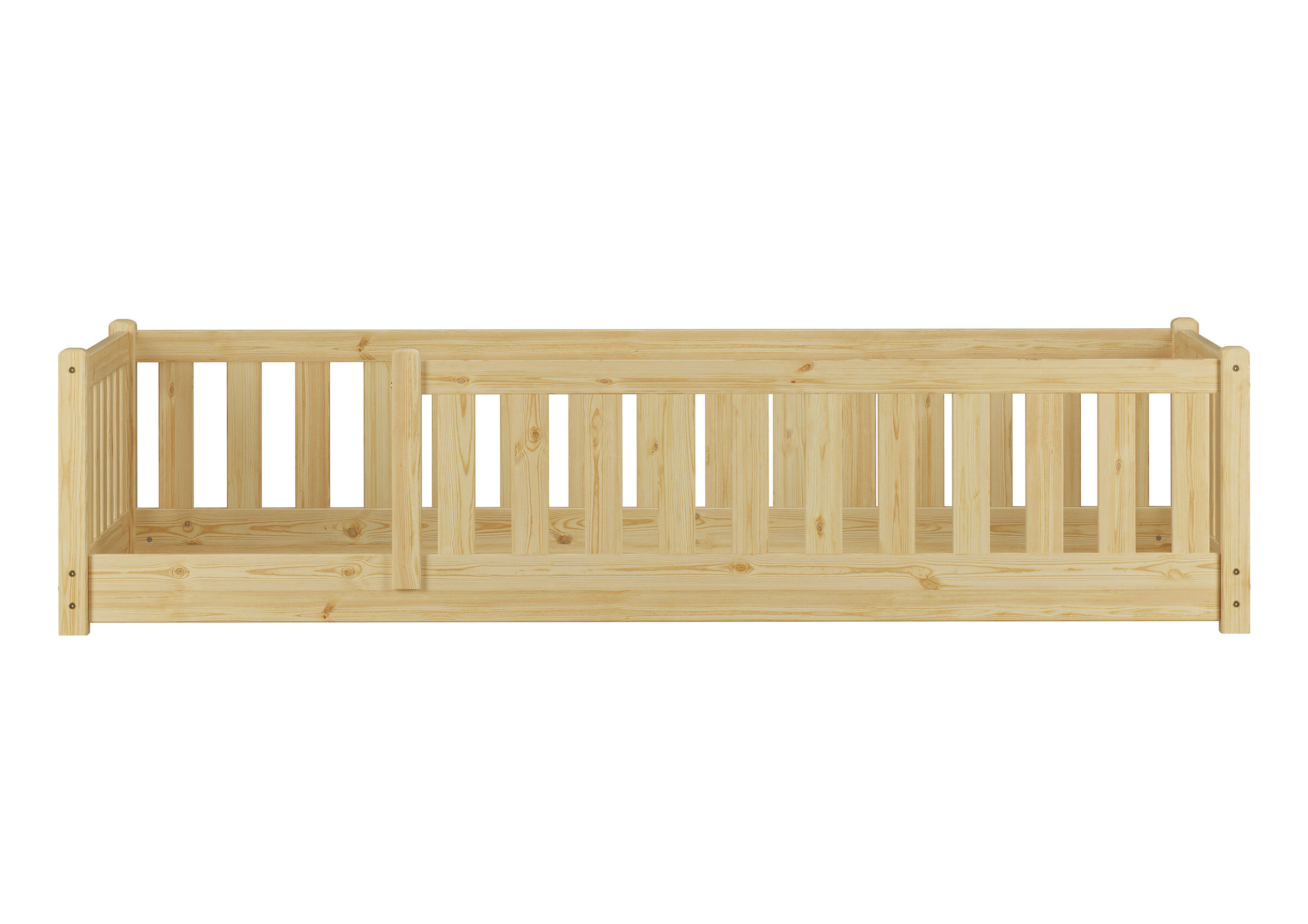 Holzbett, Kinderbett, Massivholz, Gitterbett, Naturholz, Detailbild des Kiefernholzbettes 90x200