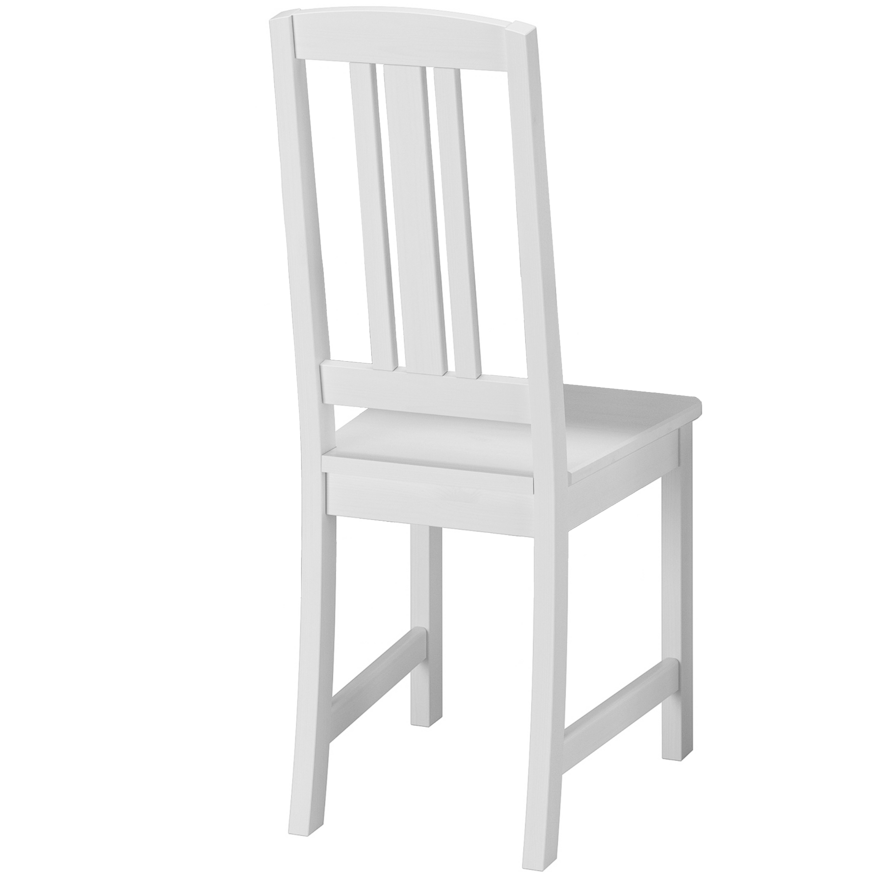 Stuhl, Holzstuhl, Weiß, Schlicht, Sitzgelegenheit, Stabiler Holzstuhl aus massiver Kiefer, Modell 22, waschweiß lackiert, modernes Design - hohe Lehne mit Längsstreben