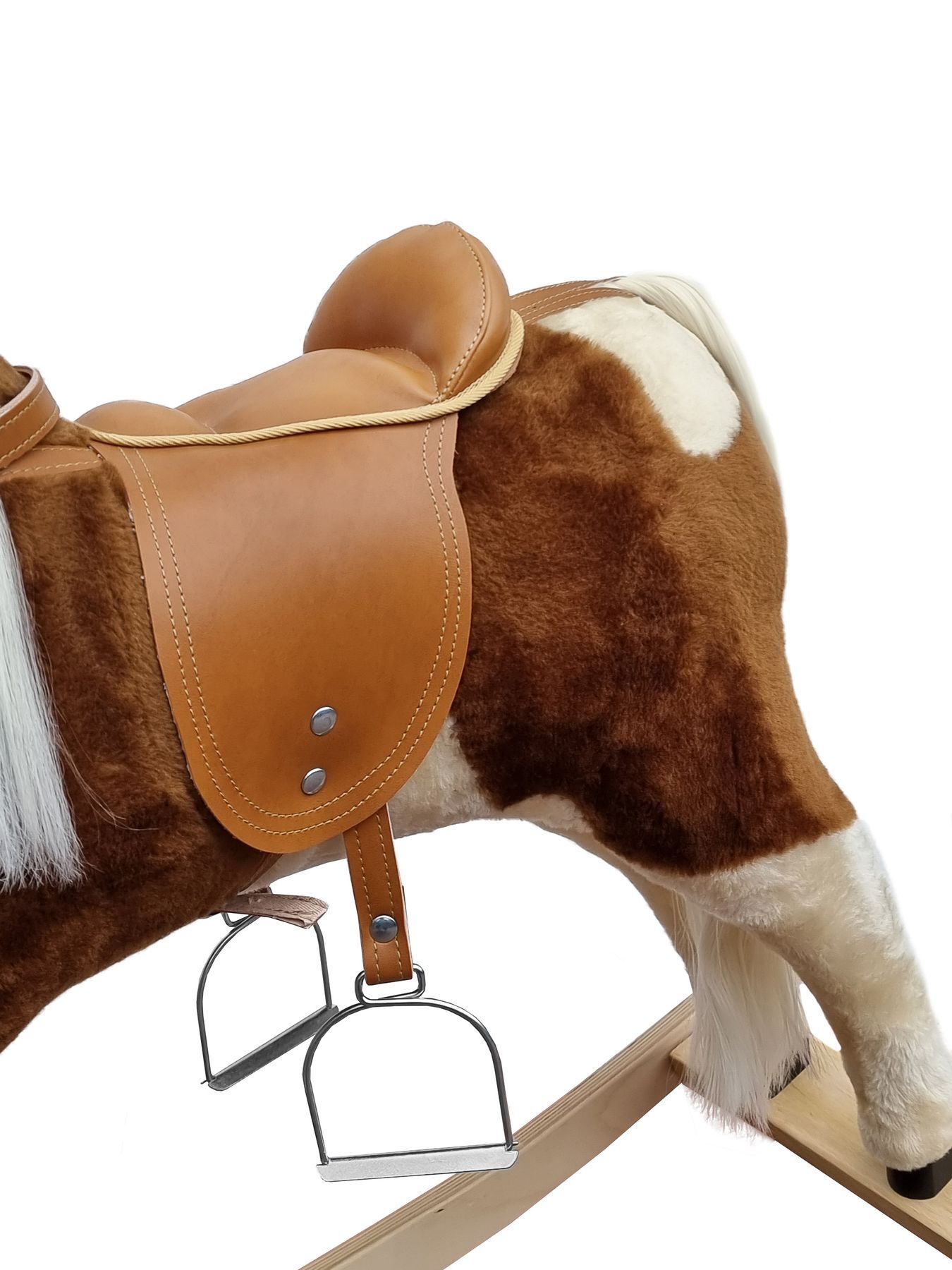 Sattel, Pferdesattel, Leder, Halter?, Schaukelpferd mit Sattel