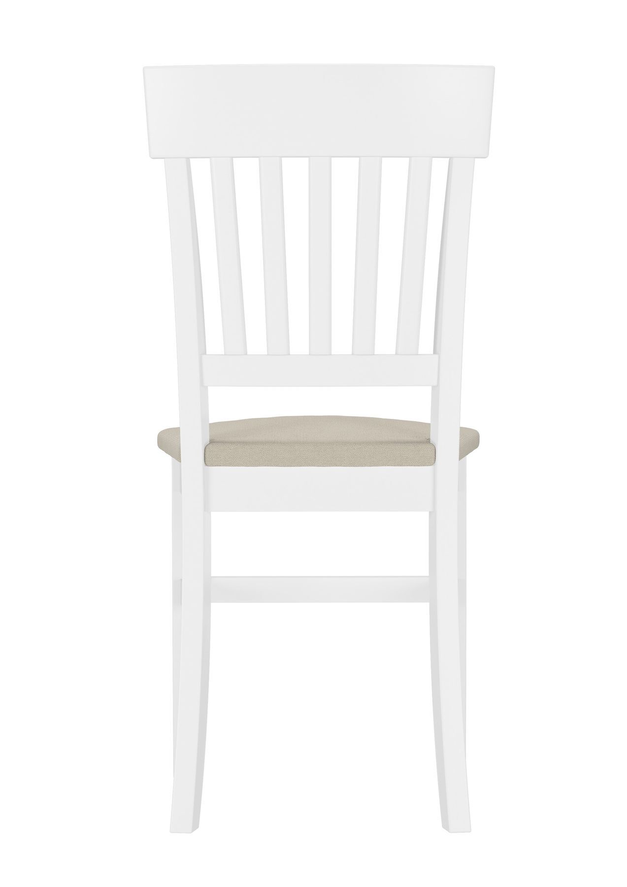 stuhl, holzstuhl, weiß, beige-polster, geradlinig, Esszimmerstuhl weiß von hinten