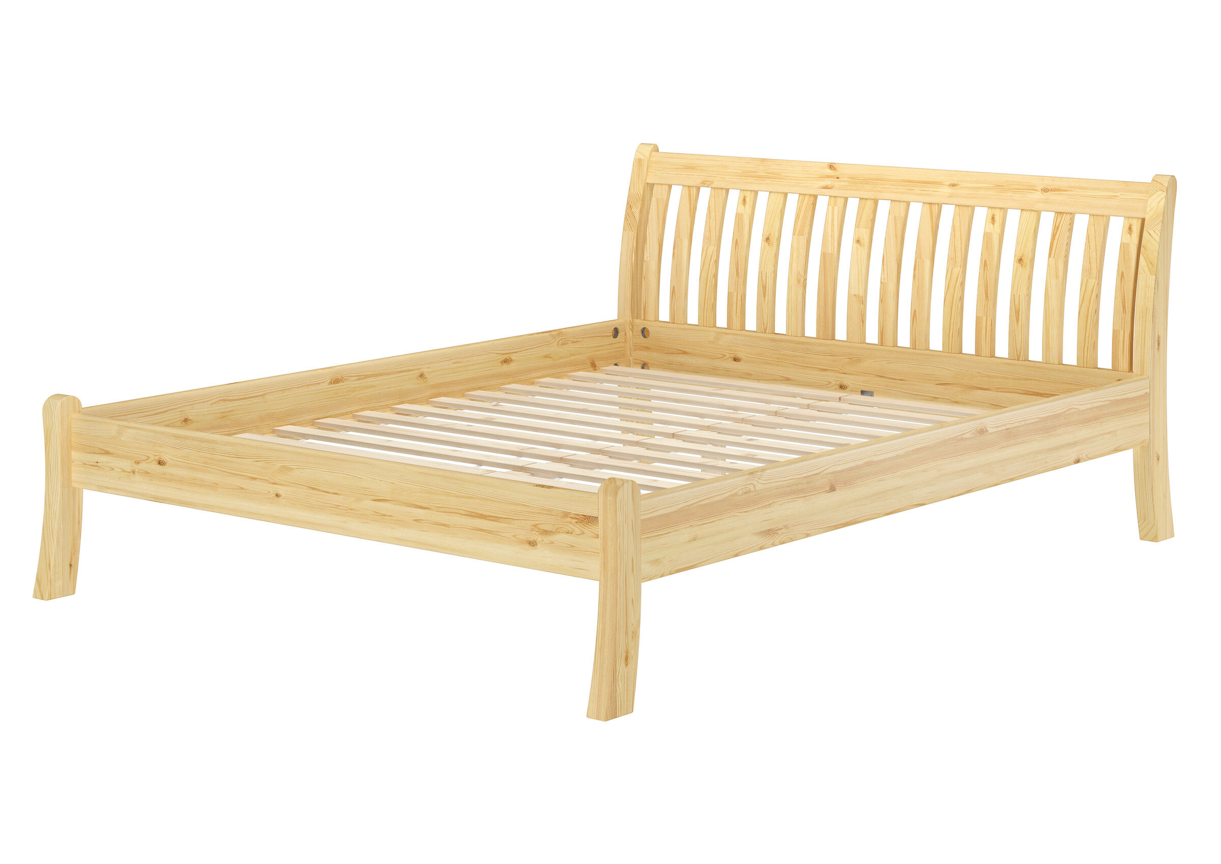 Holzbett, Einzelbett, Kiefer, Holzbettrahmen, Lattenrost, Kieferbett 180x200 mit Rollrost