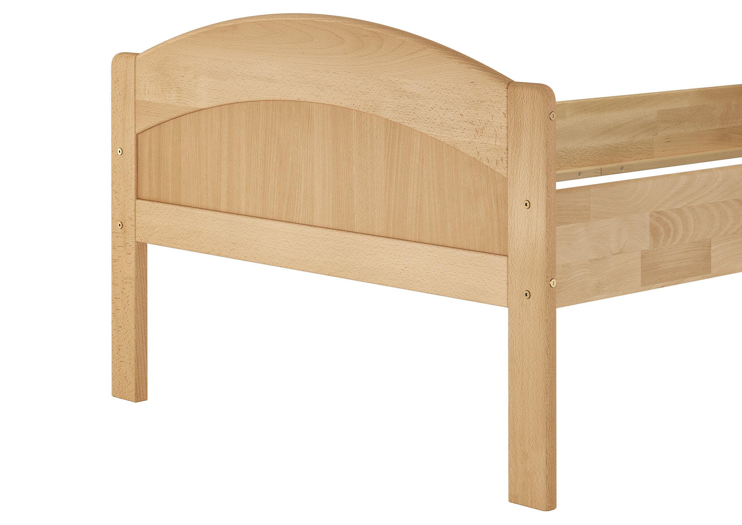 Holzbett, Kopfteil-Holz, Birkenholz, Bettrahmen, Holzlattenbett, Fußteil des Massivholzbettes 100x200