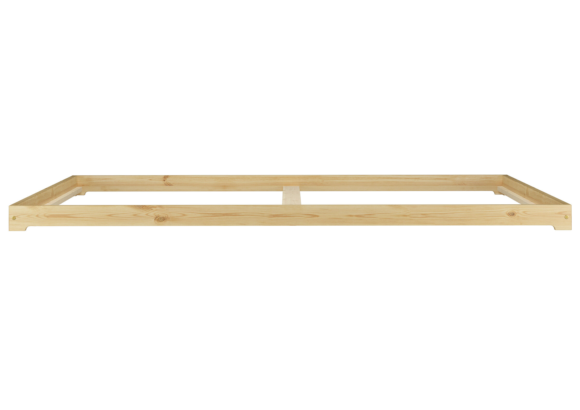 Robustes Bodenbett 200x200 im Detail Detailbild des flachen Ehebettes 200x200