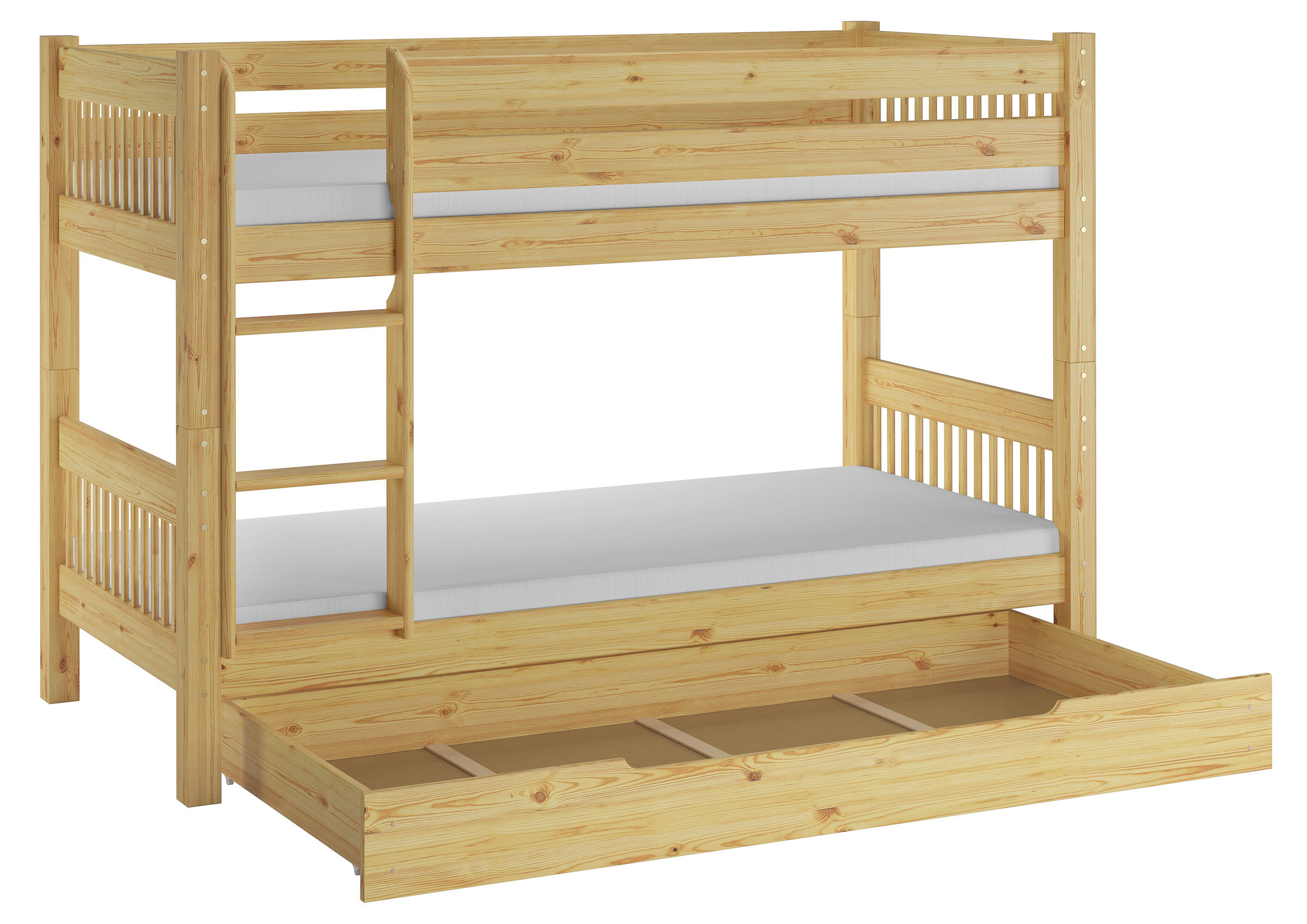 Kinderstockbett aus Massivholz mit wählbarem Zubehör, Liegefläche 90x200 V-60.12-09Ni70