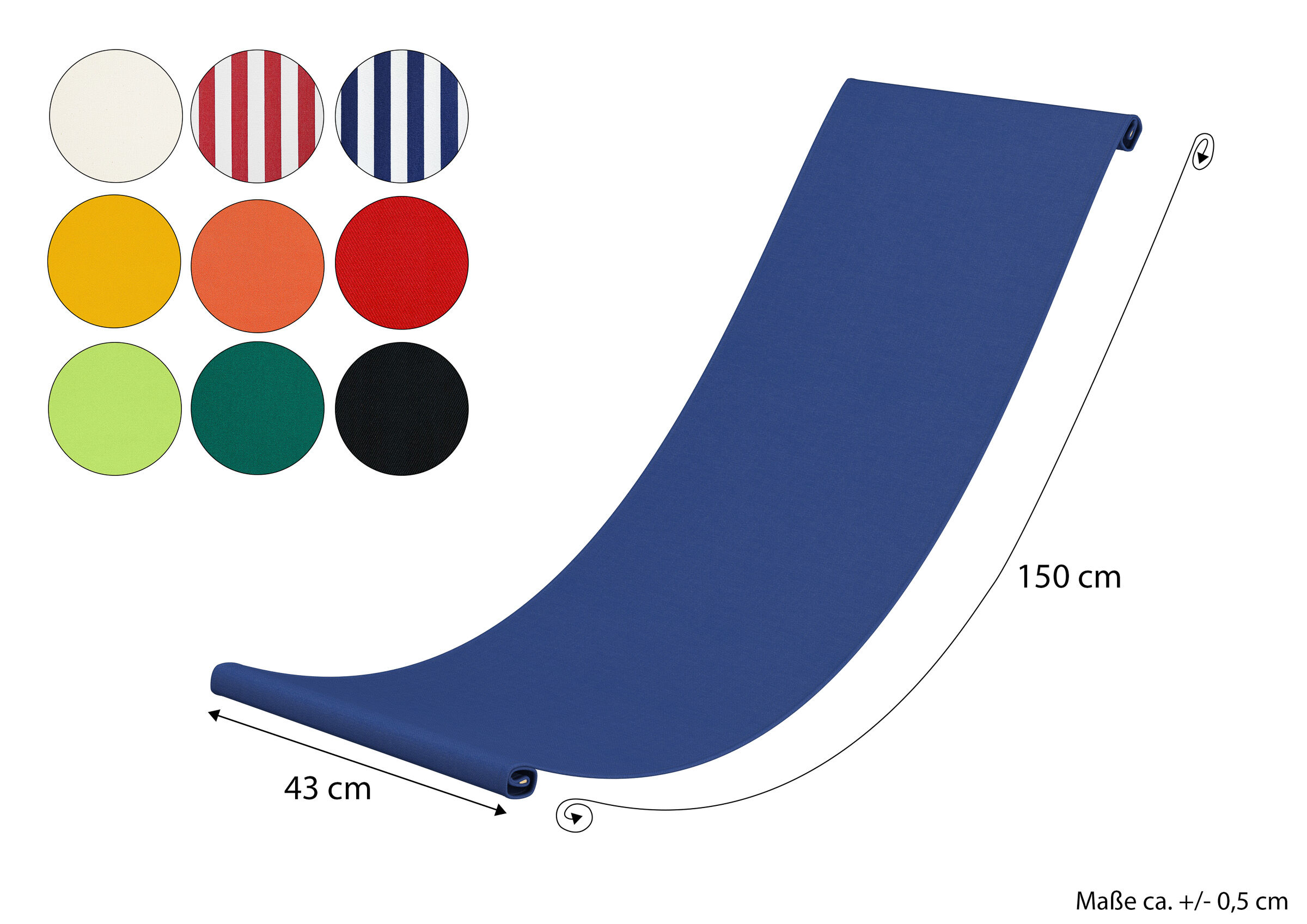 aufblasbare Liege, Schwimmmatte, Tragetauglich, blau, rollbar, Optionale Stofffarben