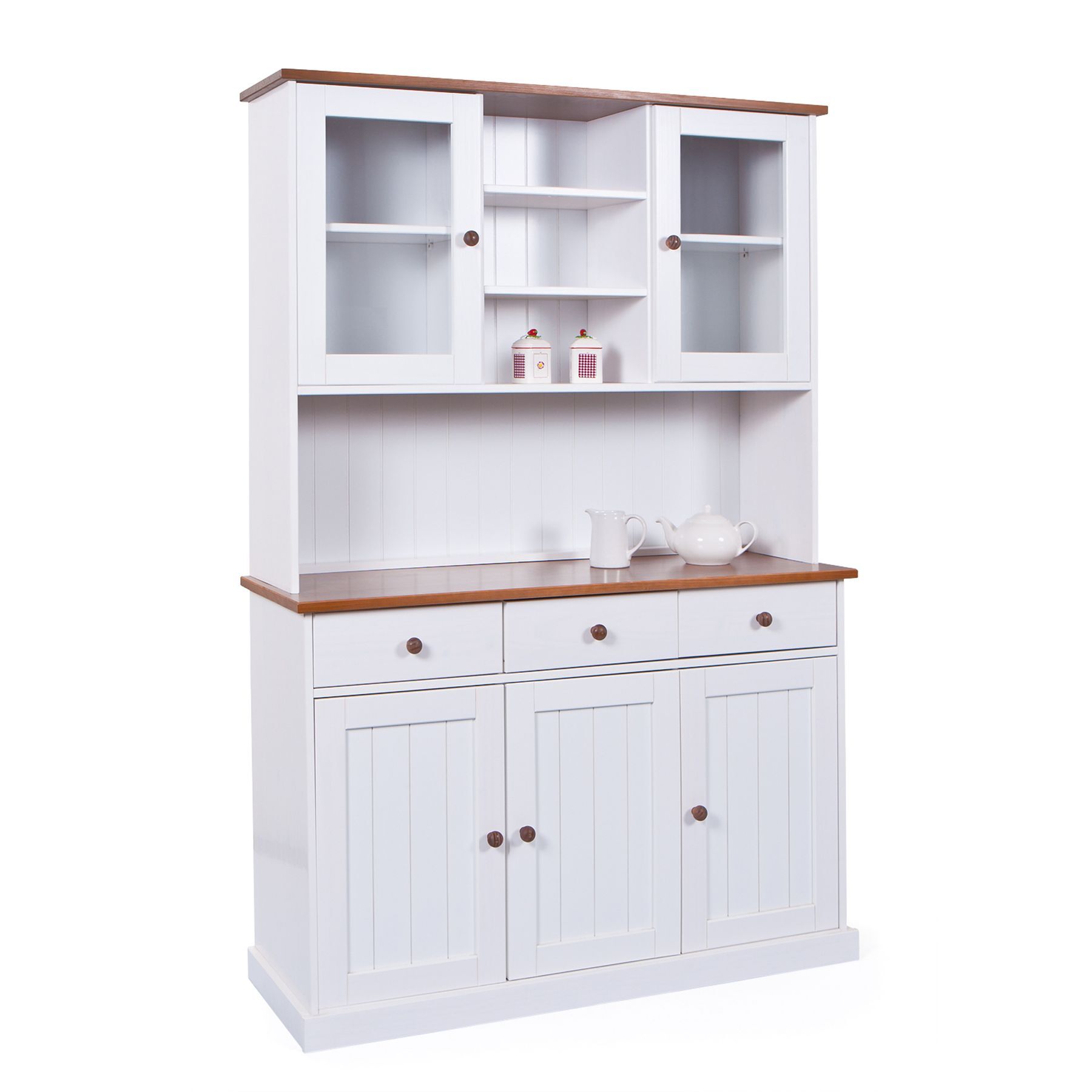 Speisezimmerschrank mit 3 Türen und 2 Glastüren Gläservitrine weiß