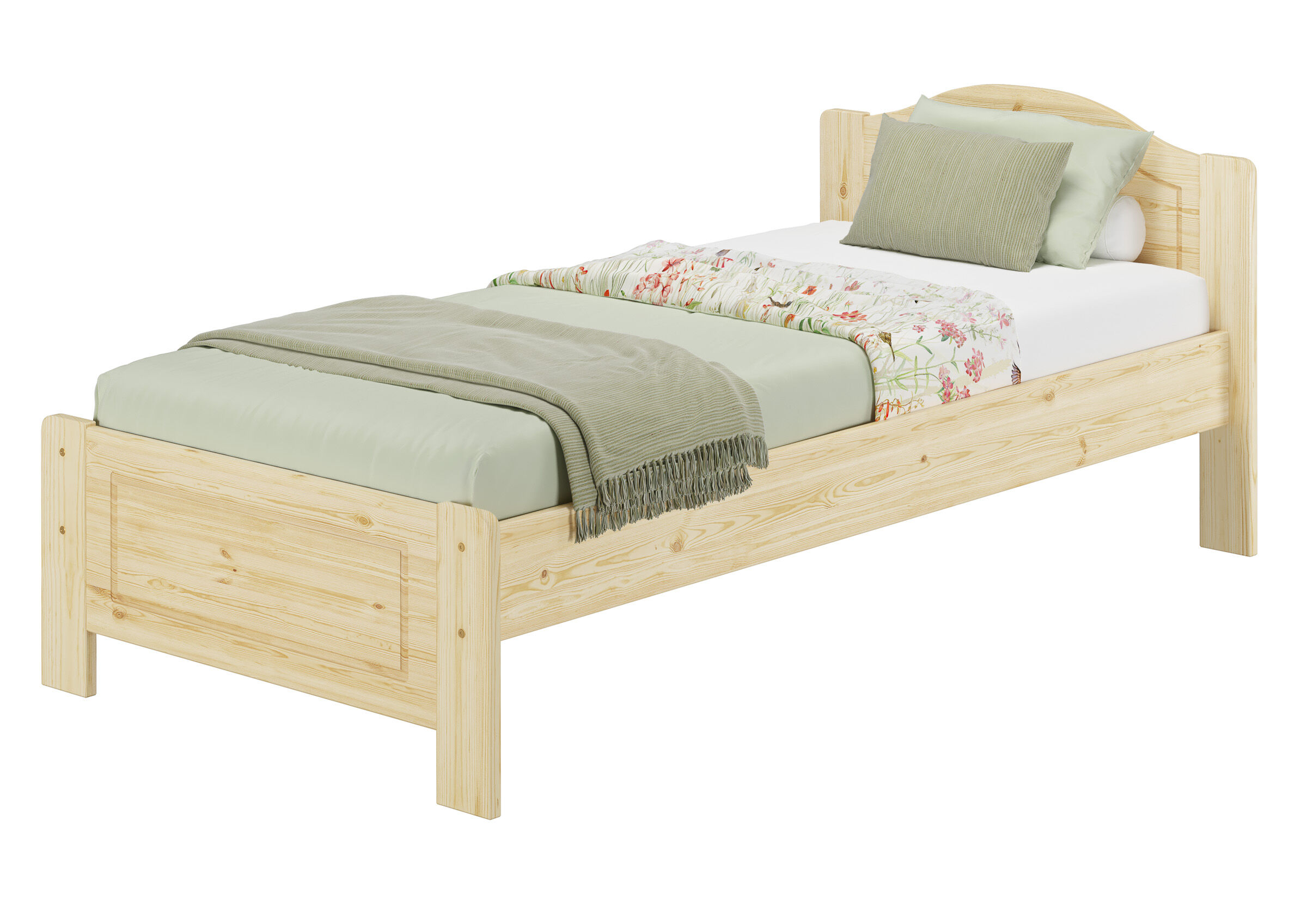 bett, holz, natur, bettwäsche, deckenbedeckung, Stabiles Holzbett 90x200 Kiefer unbehandelt