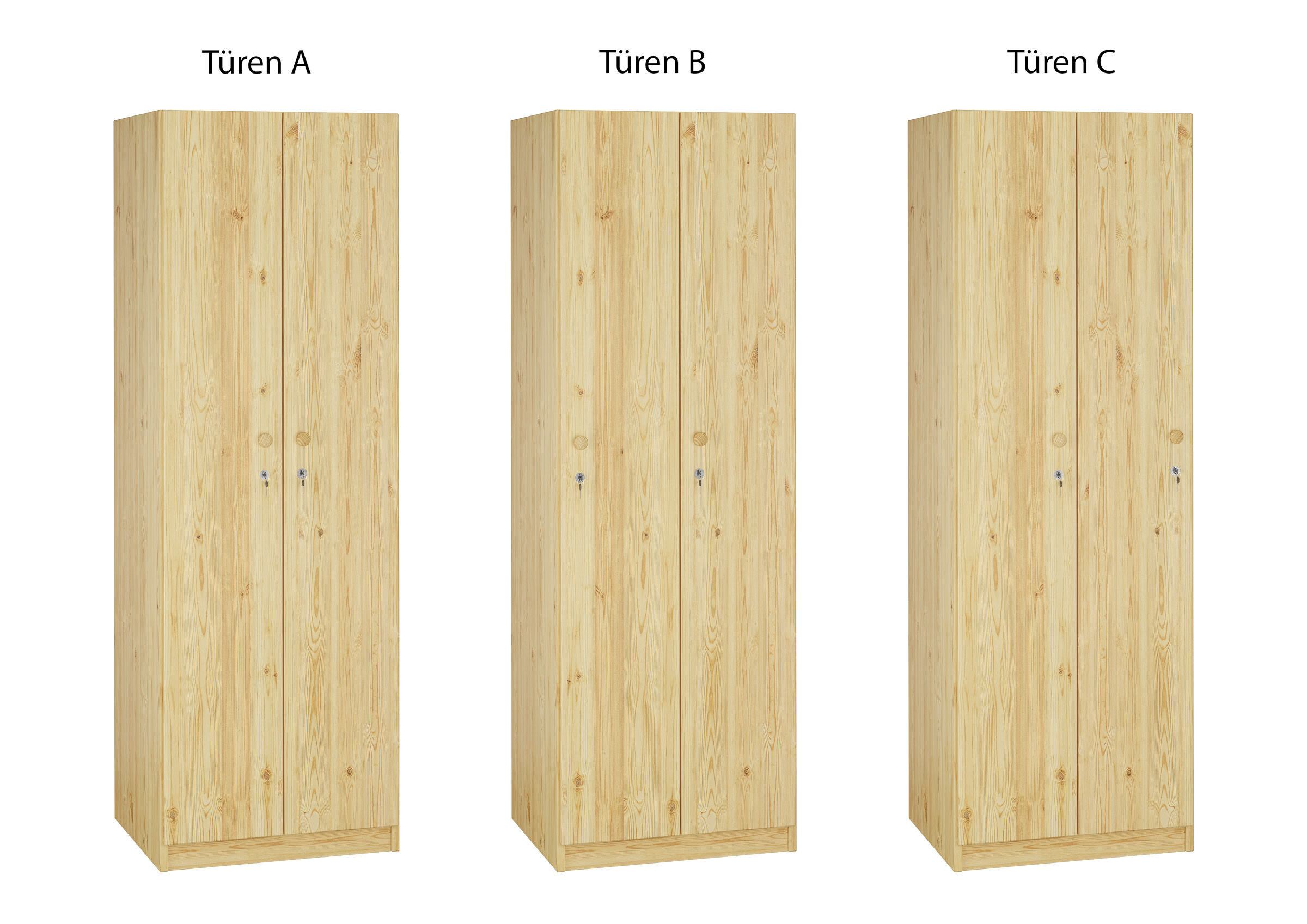 Kleiderschrank, Holz, Schrank, Doppeltür, Naturholz, Vielseitig montierbarer Kiefernholzschrank