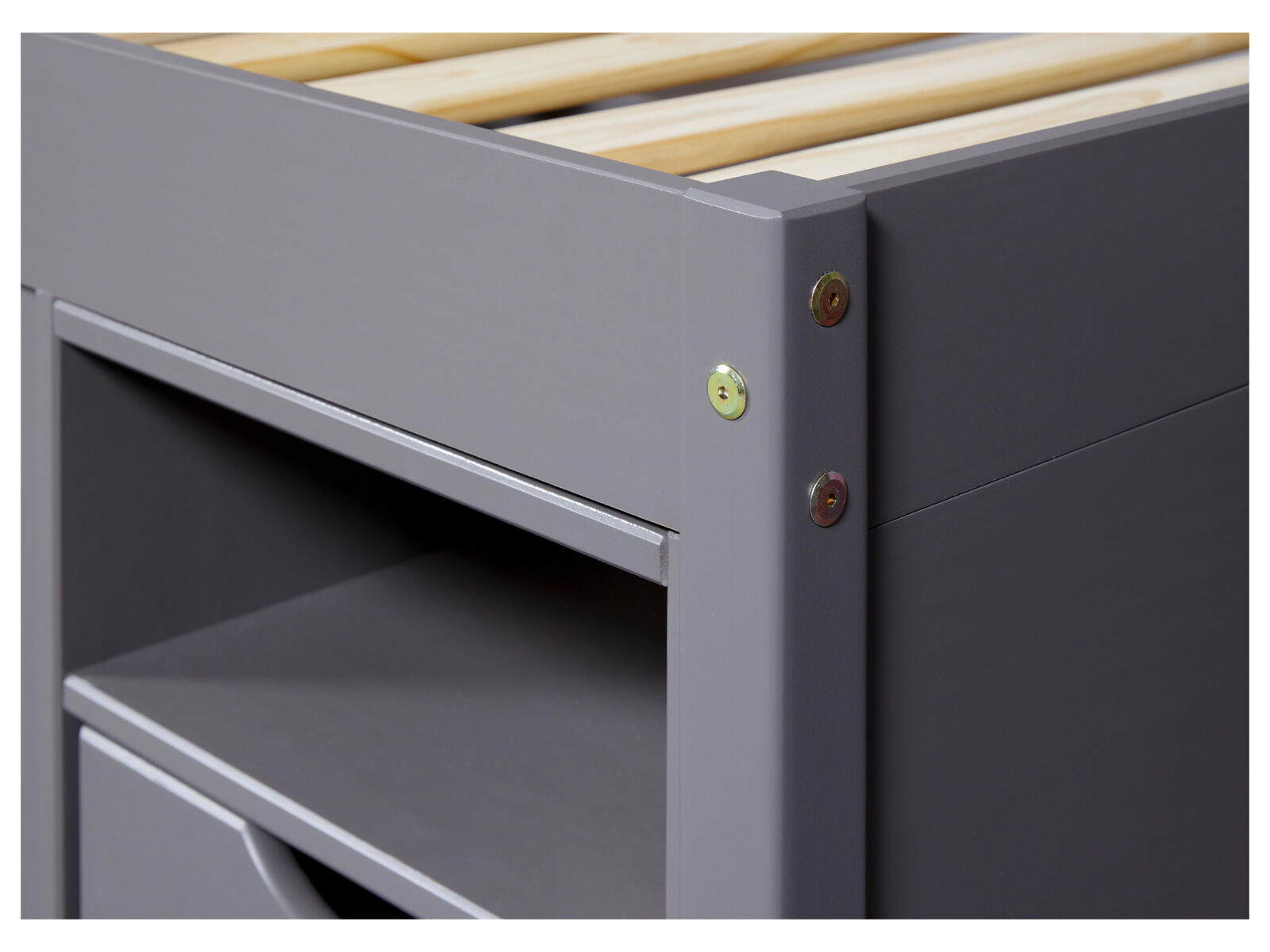 Detailbild Schublade grau Funktionsbett Till 90 x 200 cm Massivholz grau