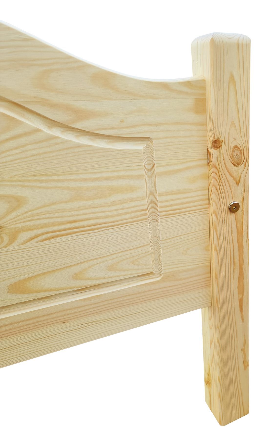 Holzbett, Kopfteil, Lattenrost, Naturholz, Holzbetten, Fußteil im Detail