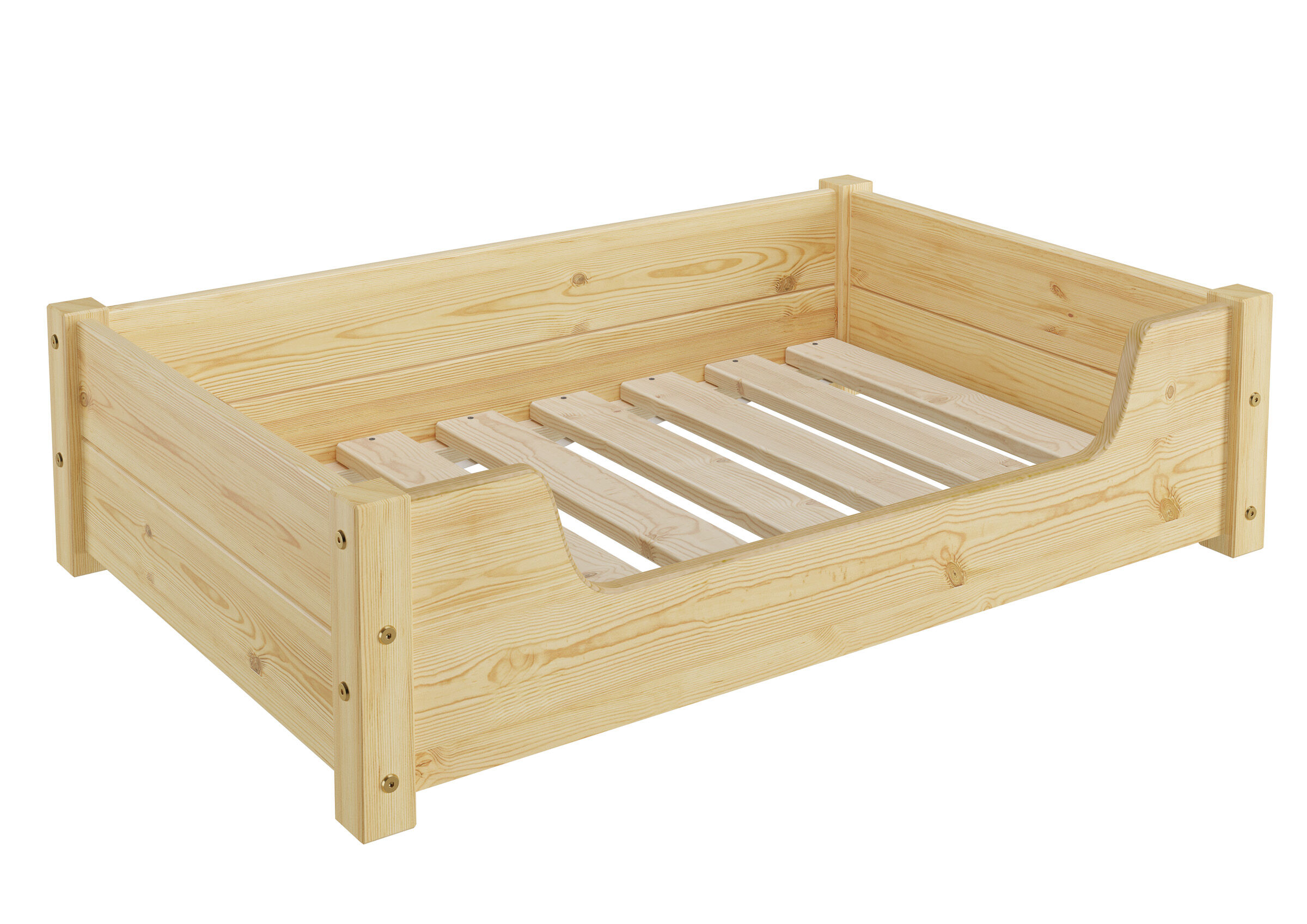 Holz-Kinderbett, Kinderbett, Kiefernholz, Massivholz, Lattenrost-Bettgestell, Holzbett für Haustiere 80x50 cm