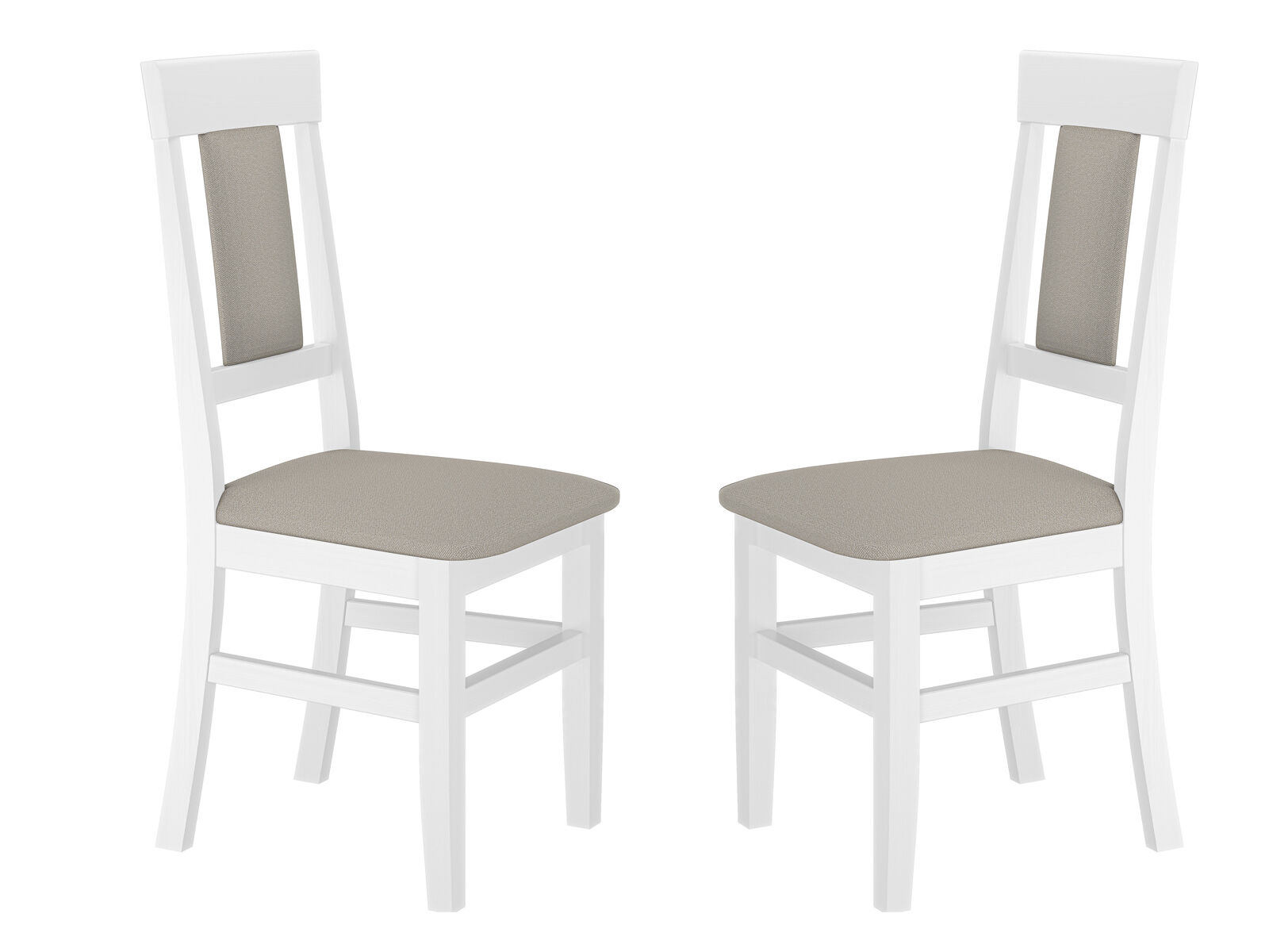 stuhl, holzstuhl, weißer rahmen, beige sits, stuhlkissen, Küchenstühle Doppelpack weiß-taupe