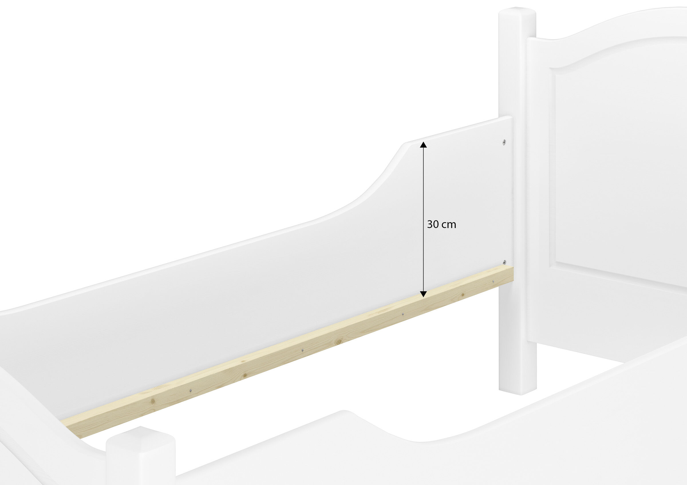 Kinderbett, Bettlatte, Maß 30 cm, Holzlatte, Senkrechtplatten?, Variable Einlegetiefe