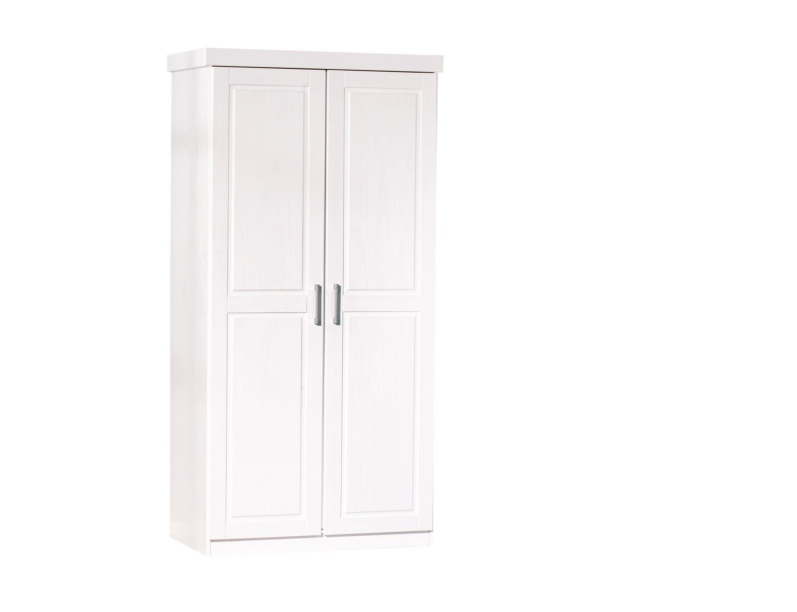 Schrank, Kleiderschrank, weiß, Holzoptik, Doppeltüriger Schrank, Kleiderschrank Kiefer Massivholz weiß
