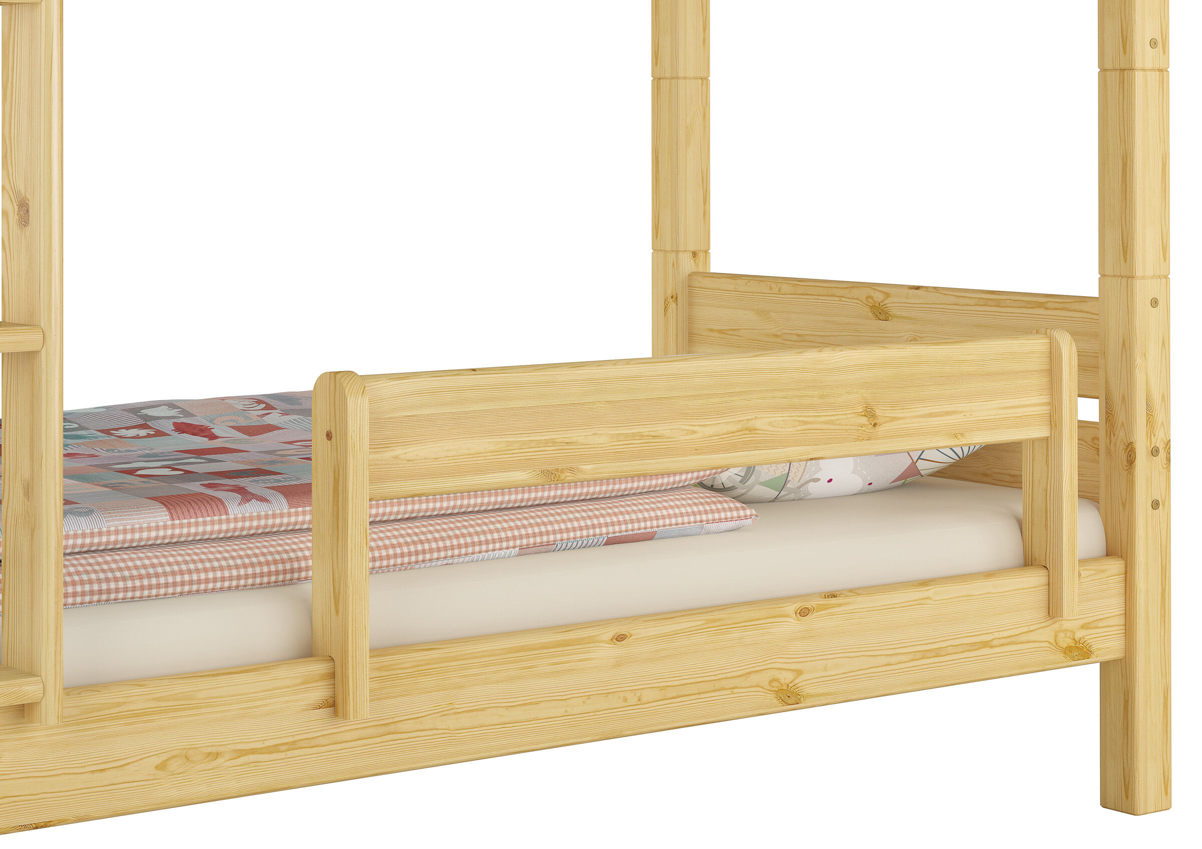 Holzbett, Kojenrahmen, Etagenbett, Balkenbett, Holzstruktur, Kindersicherung