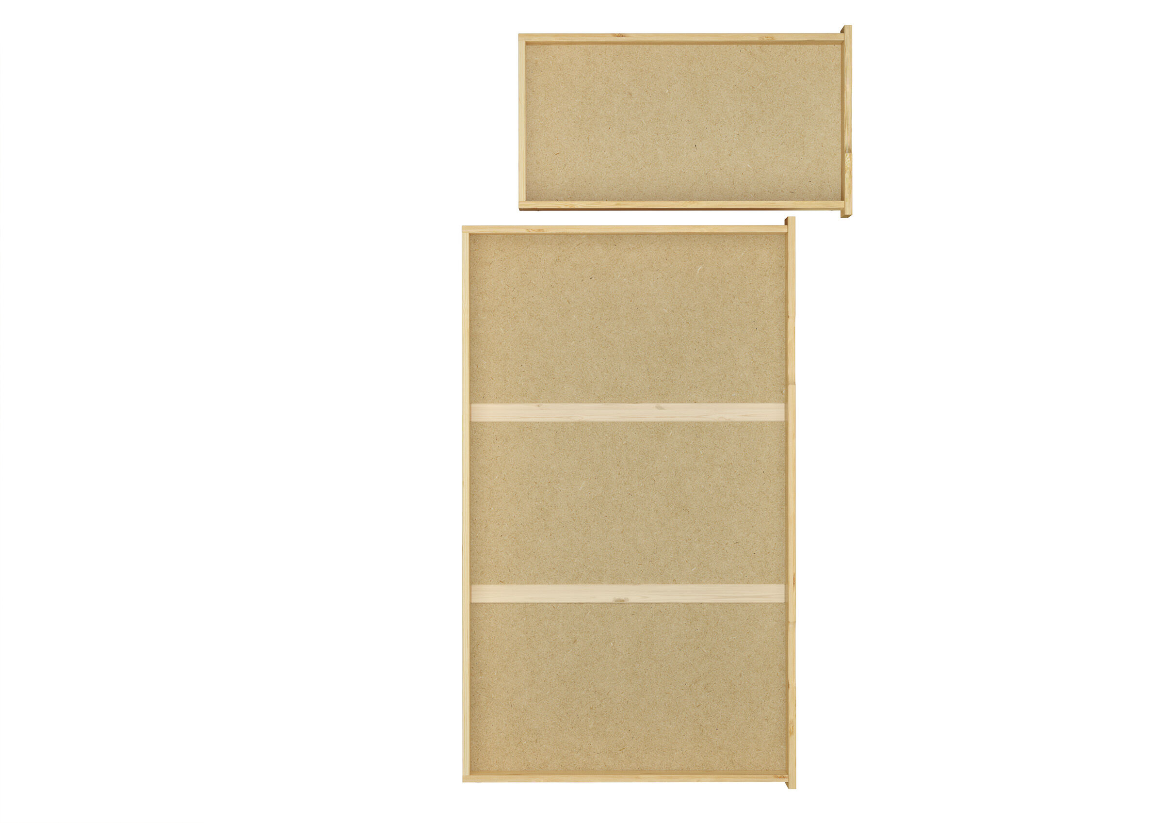 Holzrahmen, Korkplatte, Pinnwand, Magnetwand, Dreiteilige Pinnwand, Unterseite Bettkasten 2 Teile