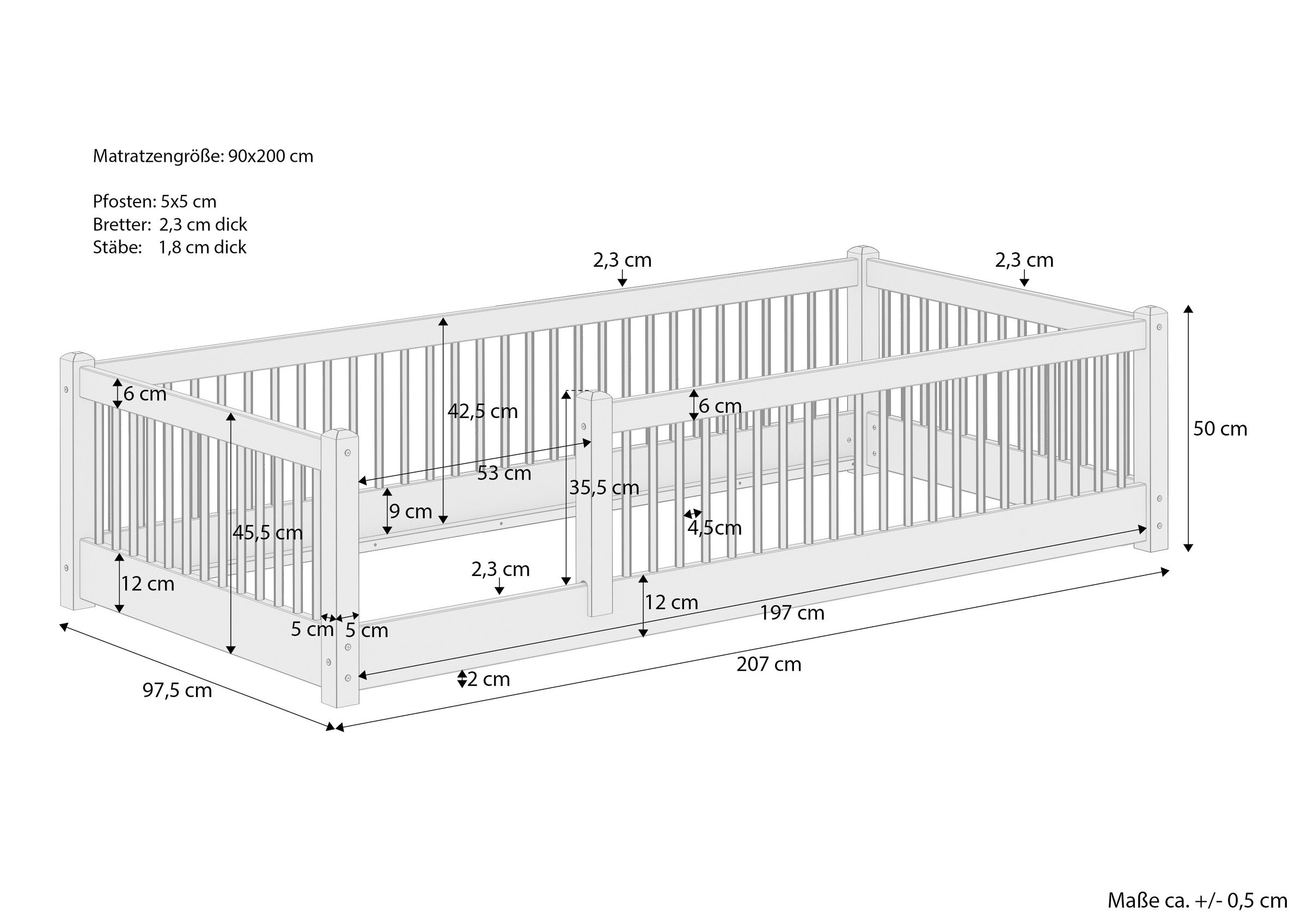 Babybed, Holzlatten, Gitterbett, Bettlauf?, Lattenrost?, Maße Kinderbett