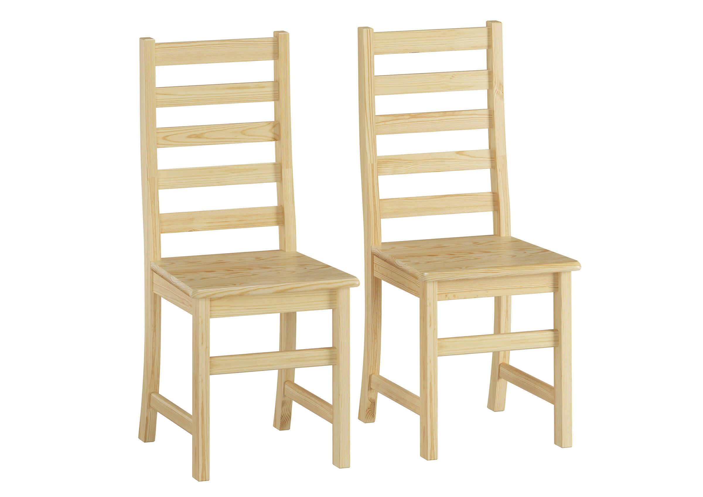 Holzstuhl, Stuhlset, Naturholz, klares Holz, laminierte Holzakzent, Doppelpack von 2 Stühlen mit elegant geschwungener Rückenlehne und geraden Streben