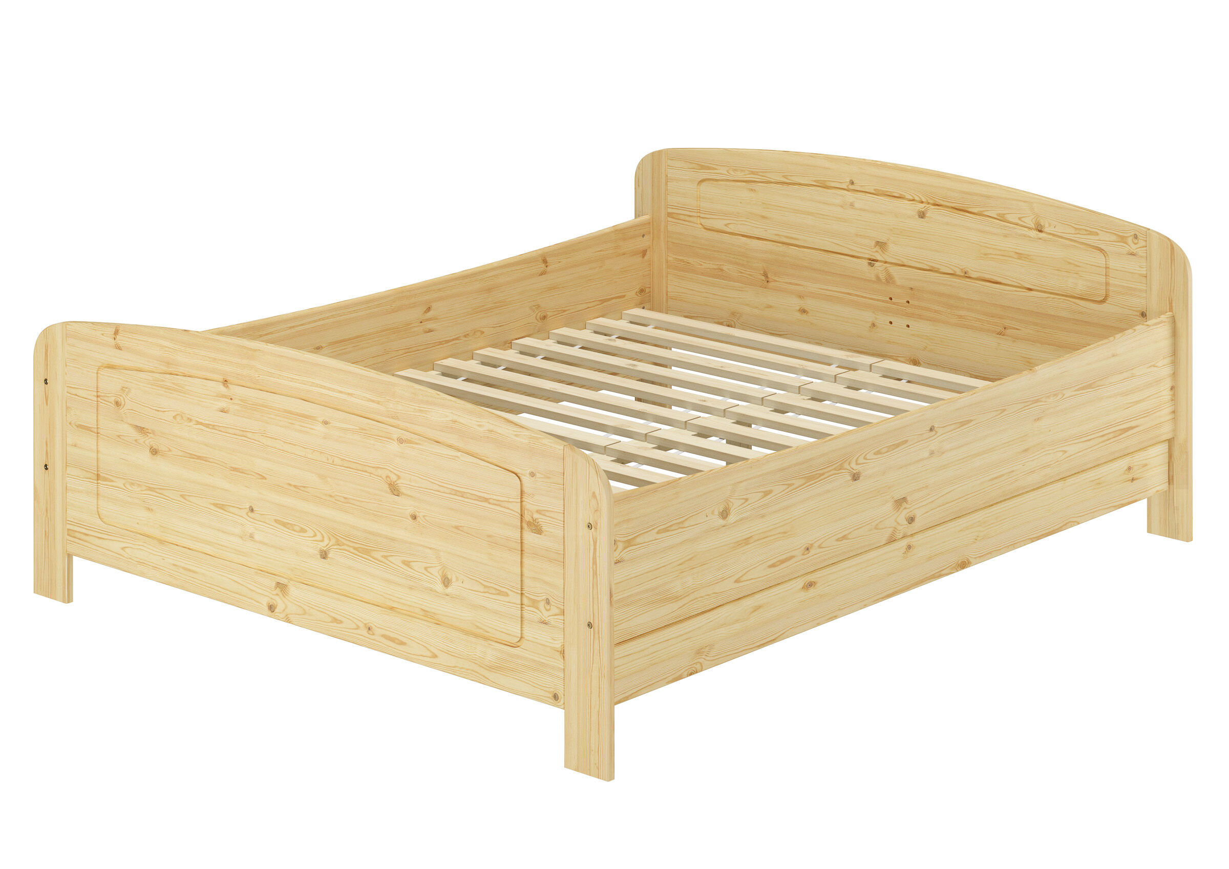 Holzbett, Kinderbett, Massivholz, Kiefer, Lattenrostauflage, Stabiles Echtholzbett 200x220 mit Rollrost