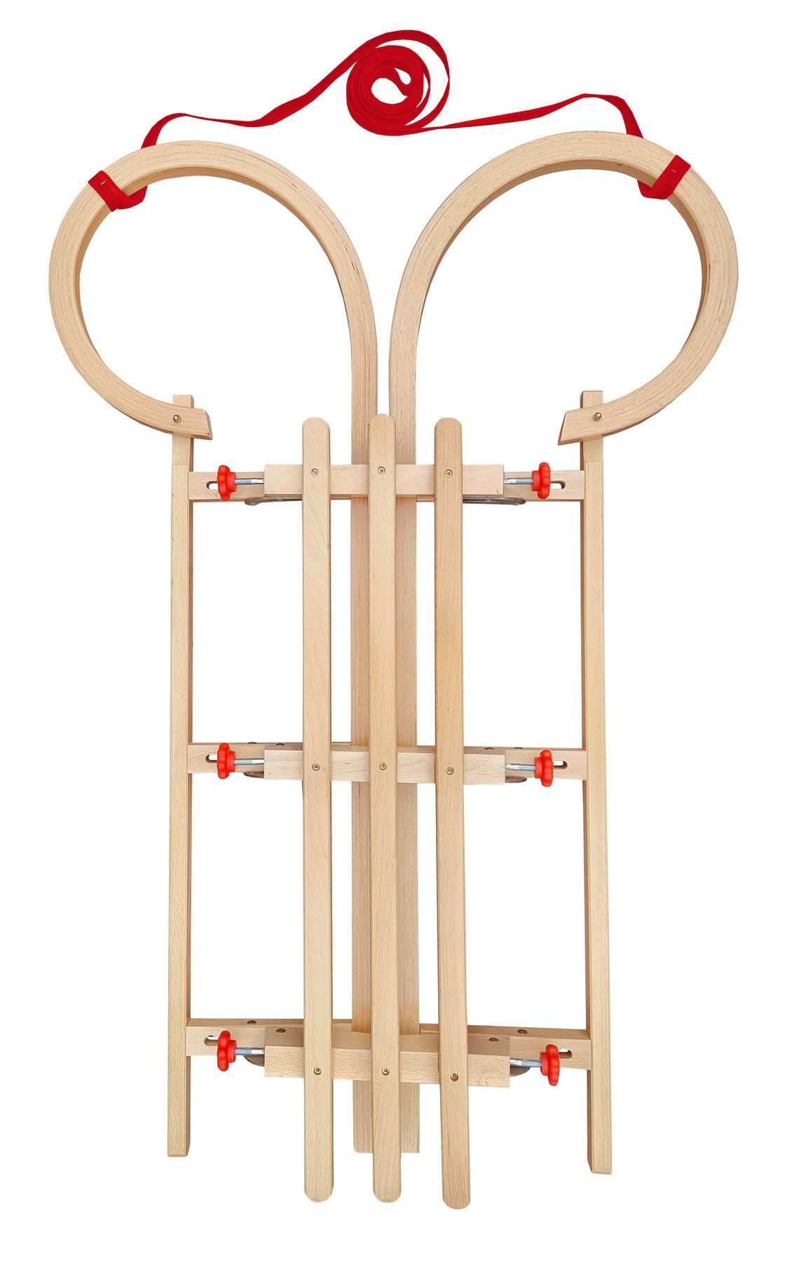 Schlitten, Holz, Winterzubehör, Schlittenausrüstung, Riemen, Klappschlitten aus Echtholz