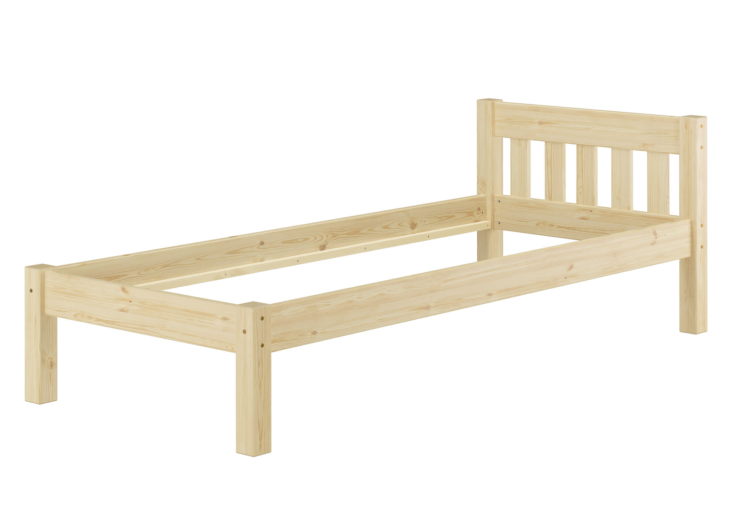 Bettrahmen, Holzbett, Stockbett, Naturholz, Holzlatten, Unbehandelter Kieferholzbettrahmen 90x200