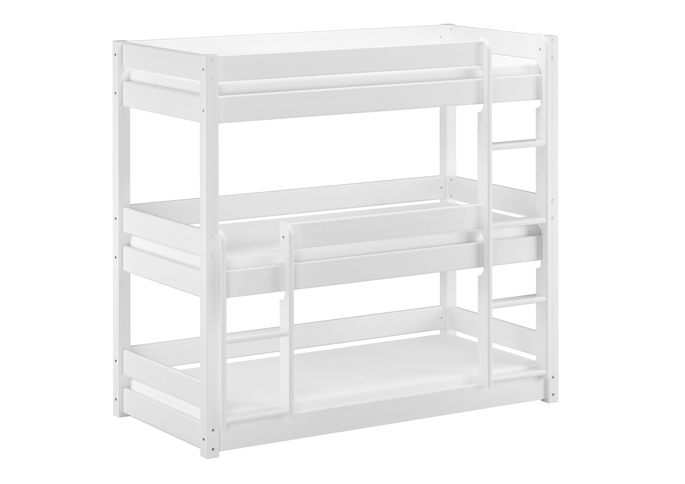 Weißes Dreier-Etagenbett für Erwachsene Stockbett für drei Personen 90x200 Kiefer weiß V-60.03-09W