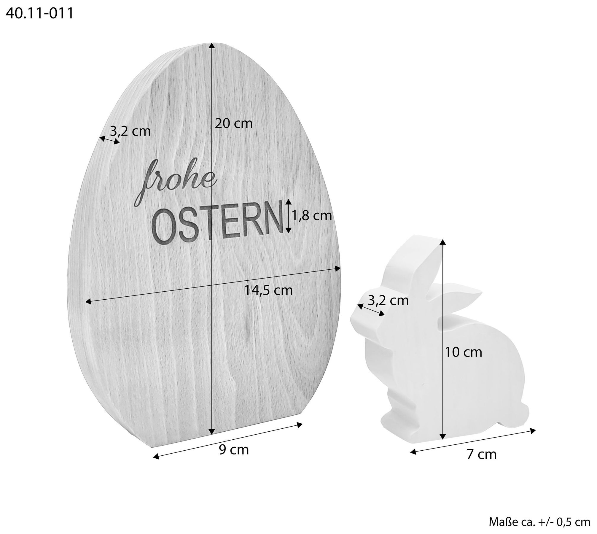 Ostern, Holz, Eierform, Dekoration, Hase, Maße des Eis mit Hasen