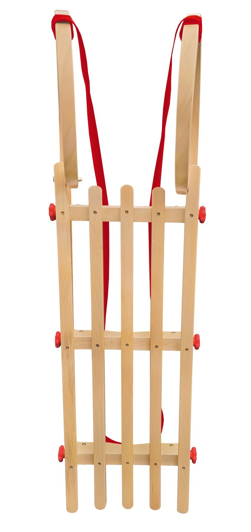 Schlitten, Holzschlitten, Rot, Gurtband, Kufen/Schlittenrodel, Massivholzschlitten