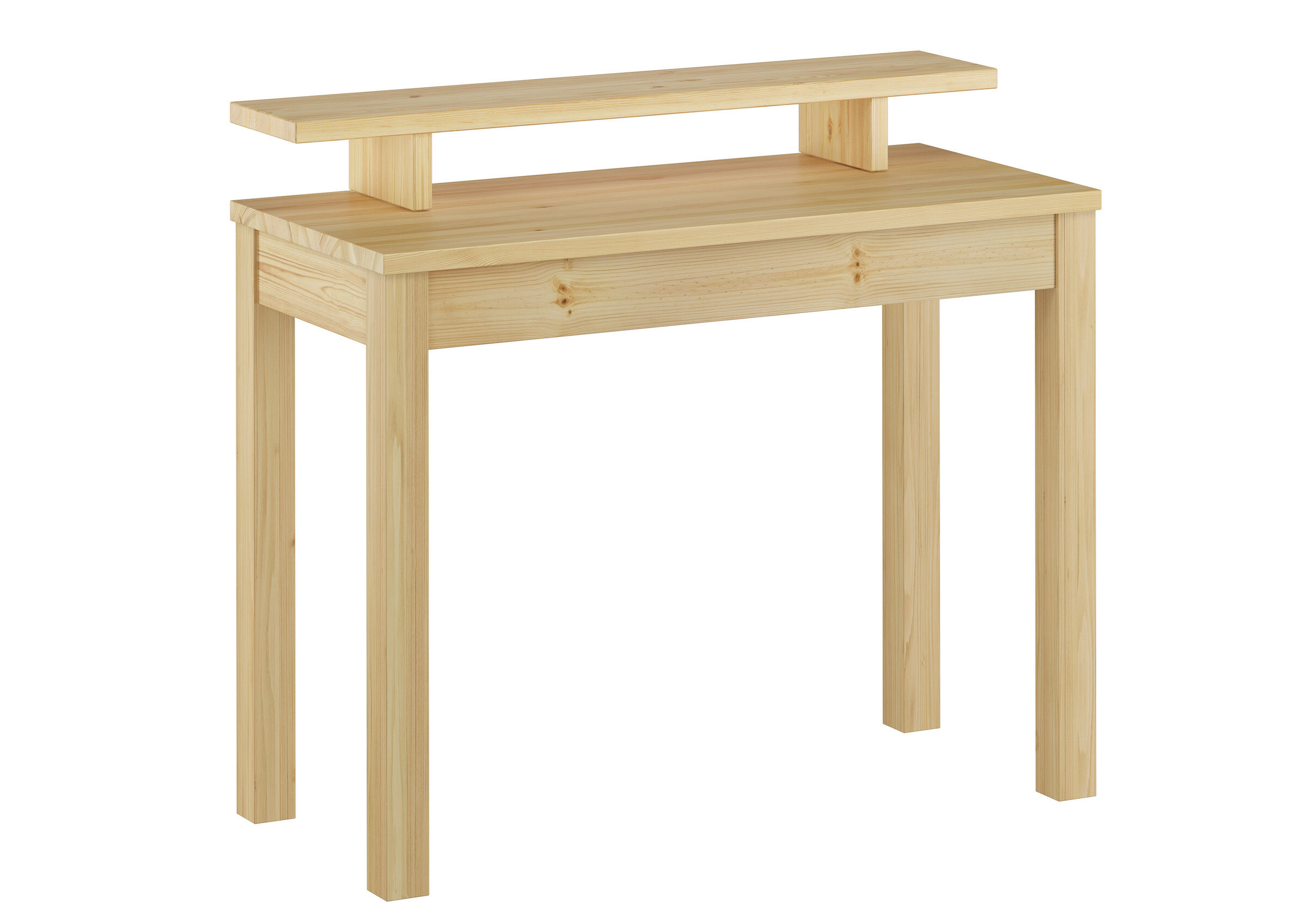 holz, beistelltisch, naturholz, tisch, holzfarbe natur, Bürotisch 100x45 mit Ablage
