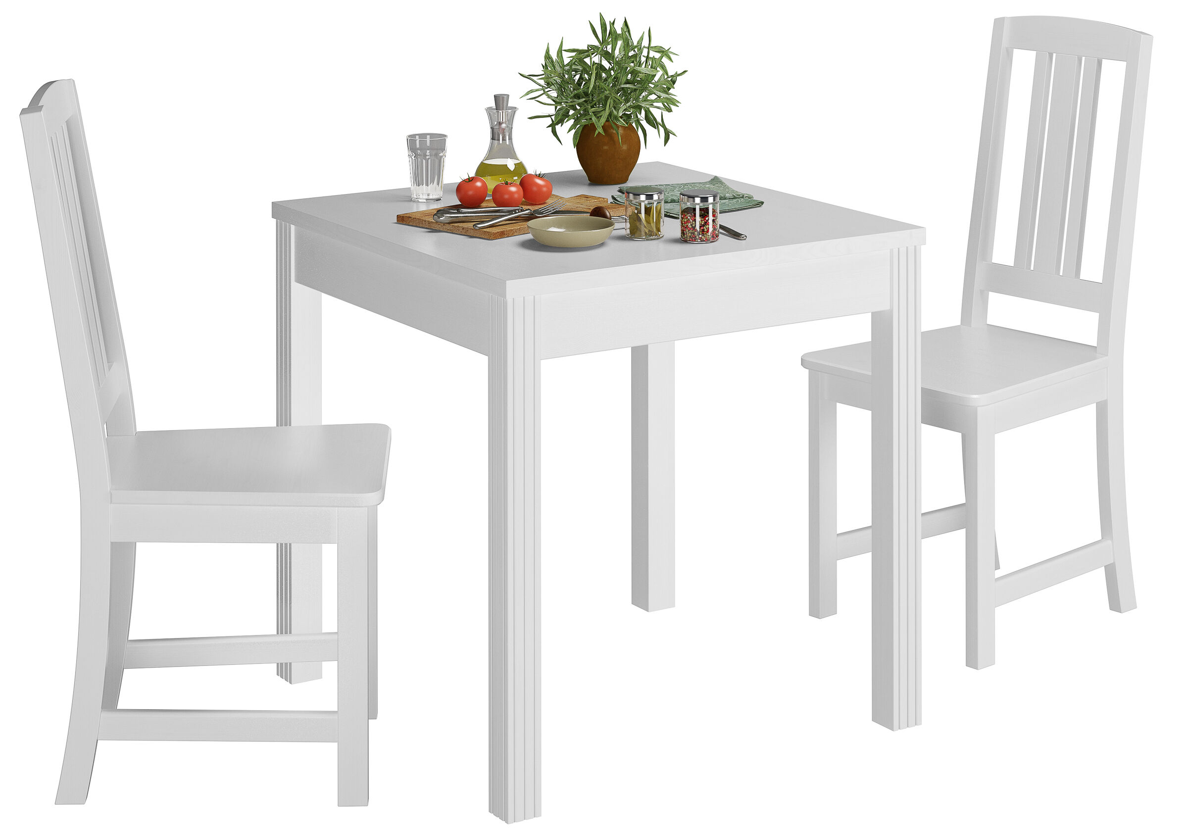 Esstisch, Holztisch, weißer Tisch, Küche, Stuhlset, Esszimmer weiß