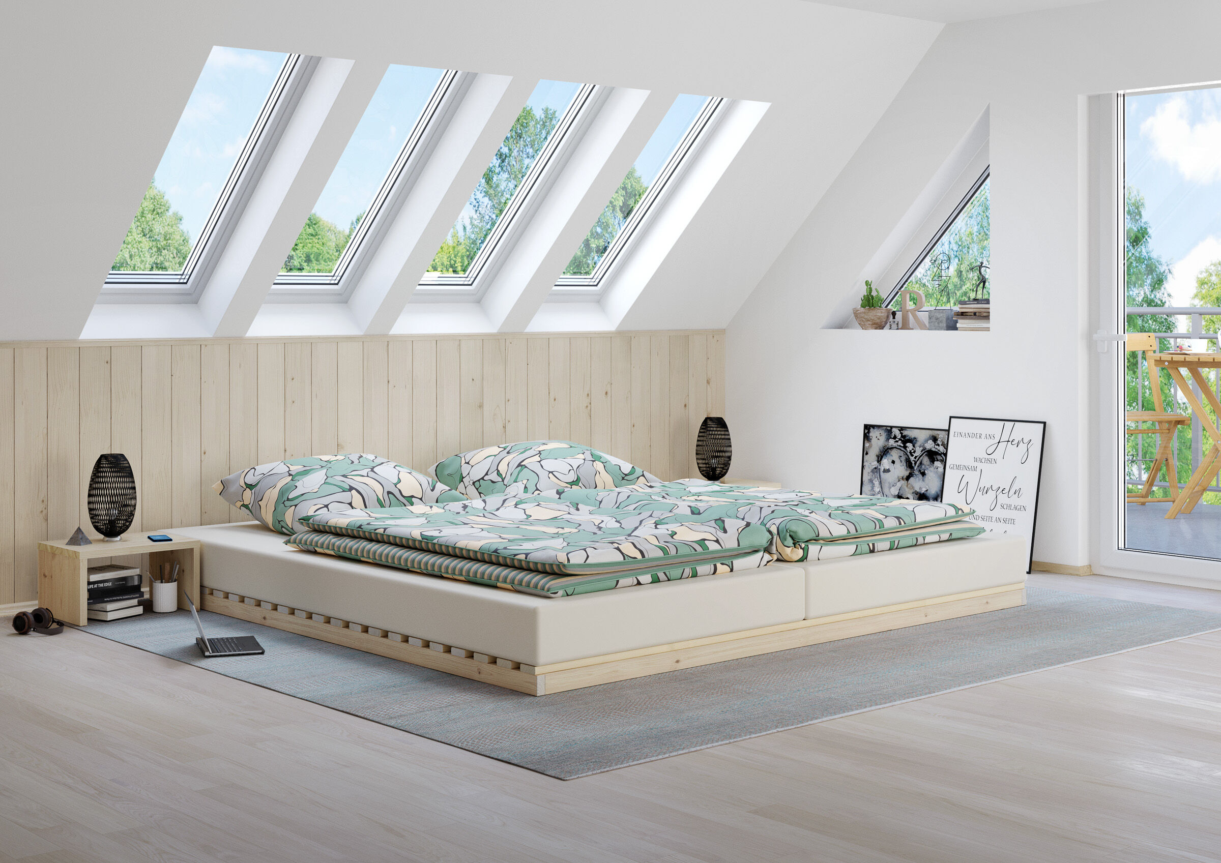 bodenbettrahmen, betttopf, doppelbett, kissenbezug, bettzeug, Gästebett niedrig