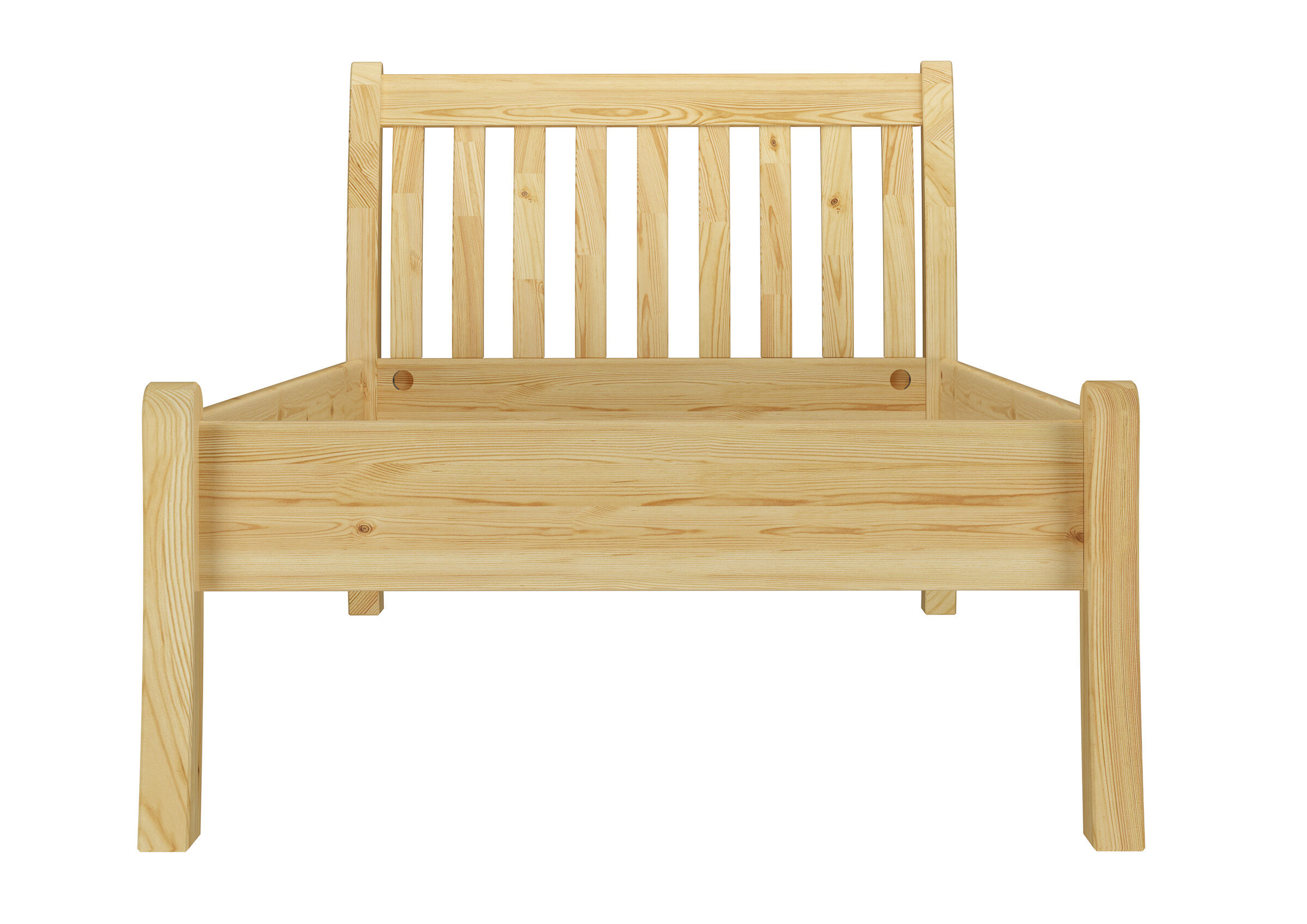 holzbett, holzbett, kinderbett, naturholz, bettgestell, Frontansicht Kiefer Bett natur