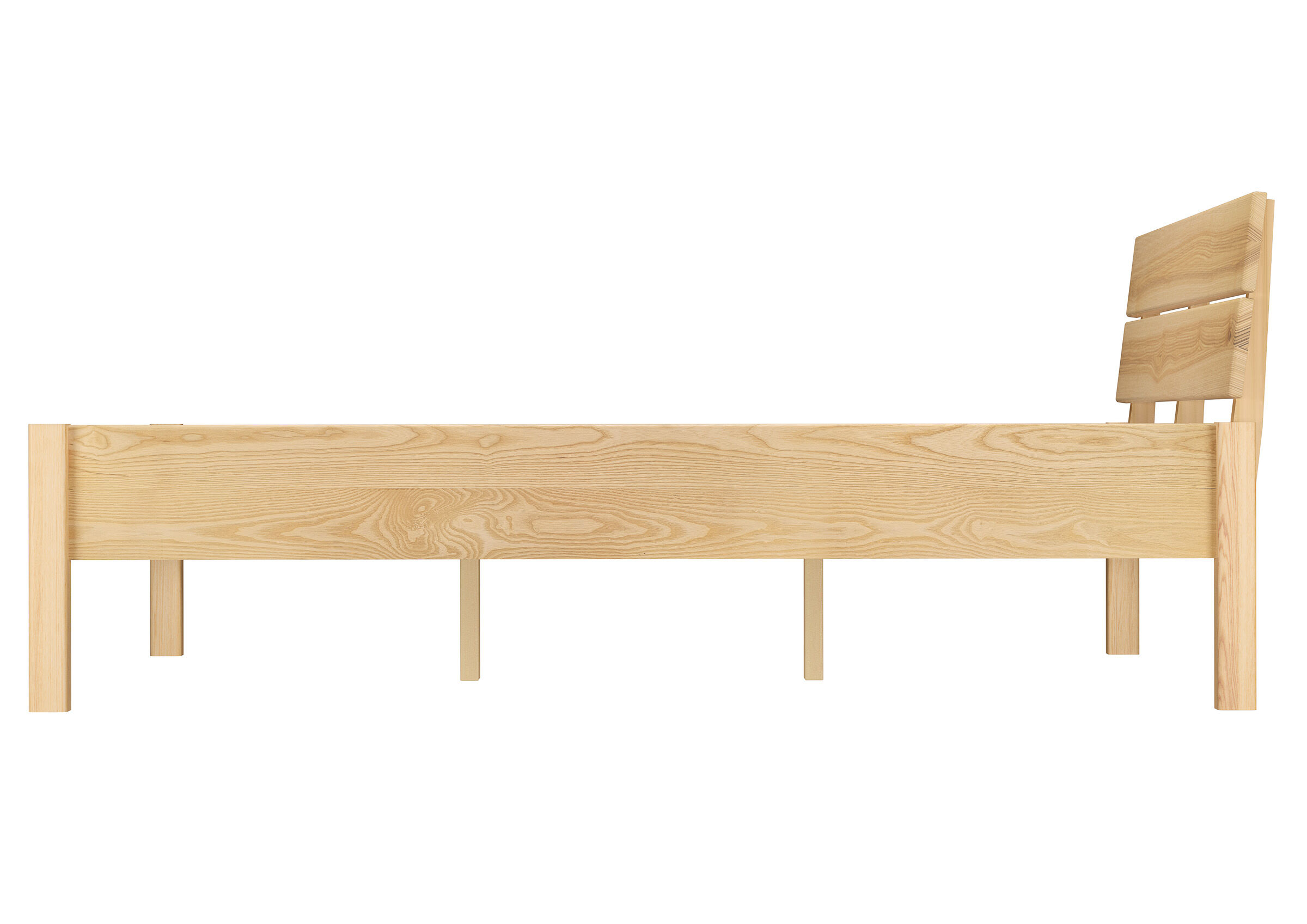 Holzbett Esche ohne Schrauben Echtholzbett 140x200 aus der Seite