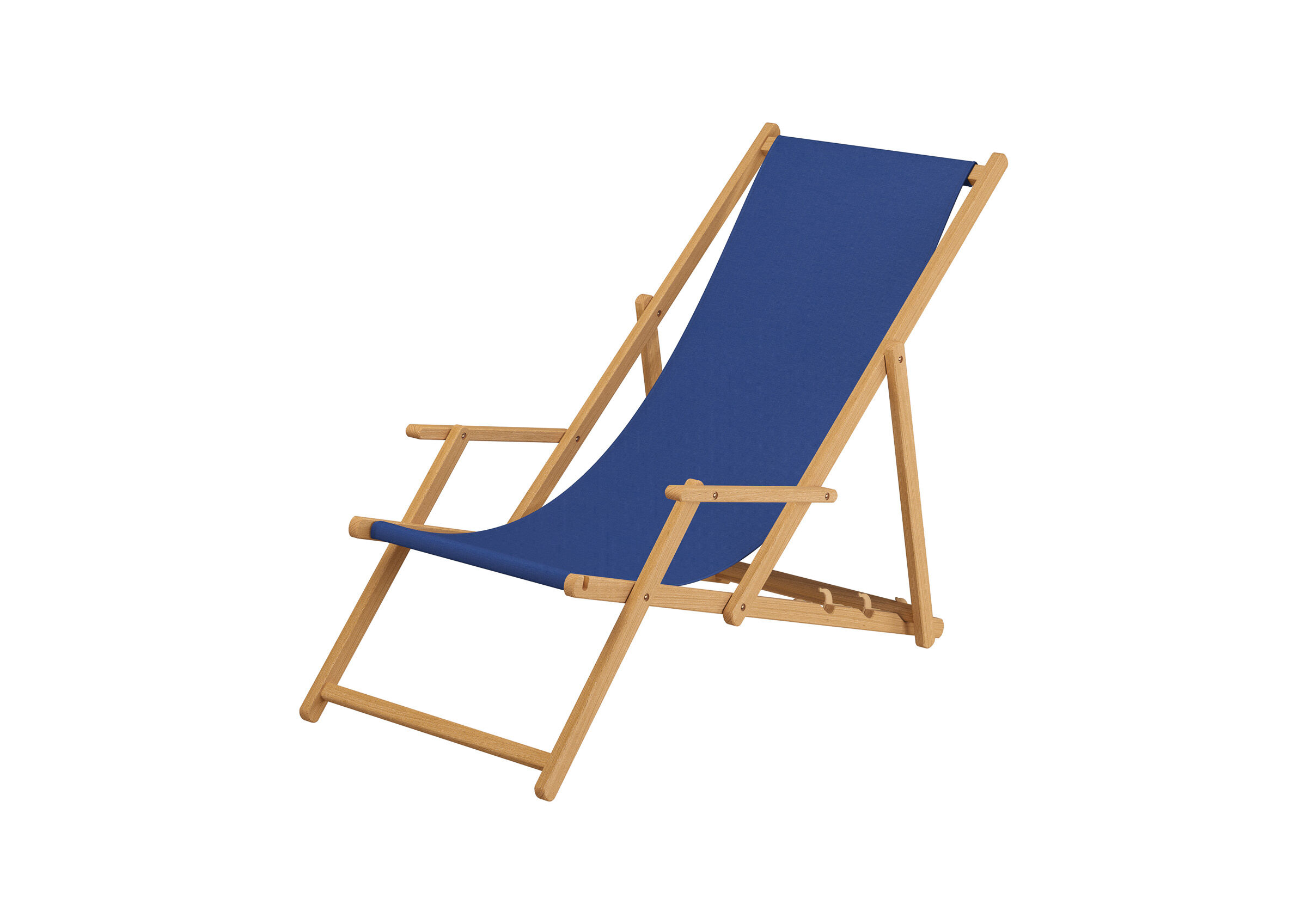 Sonnenliege, Schaukelstuhl, Holzrahmen, Blaue Webstoff, Klappbar, Strandstuhl klappbar mit Stofffarbe blau