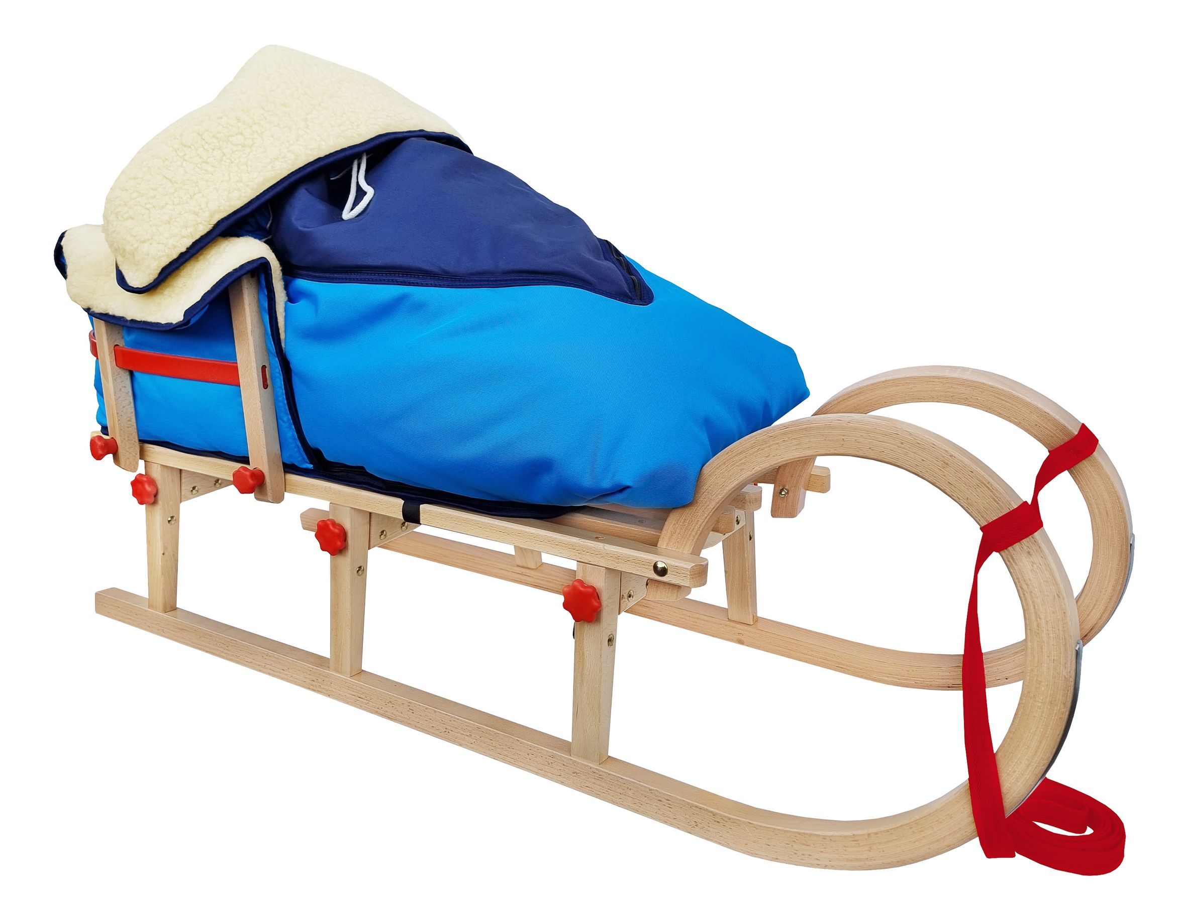 Schlitten mit Kinderfußsack in blau Krippe, Mobiliar, Bett für Säuglinge, Schlitten,