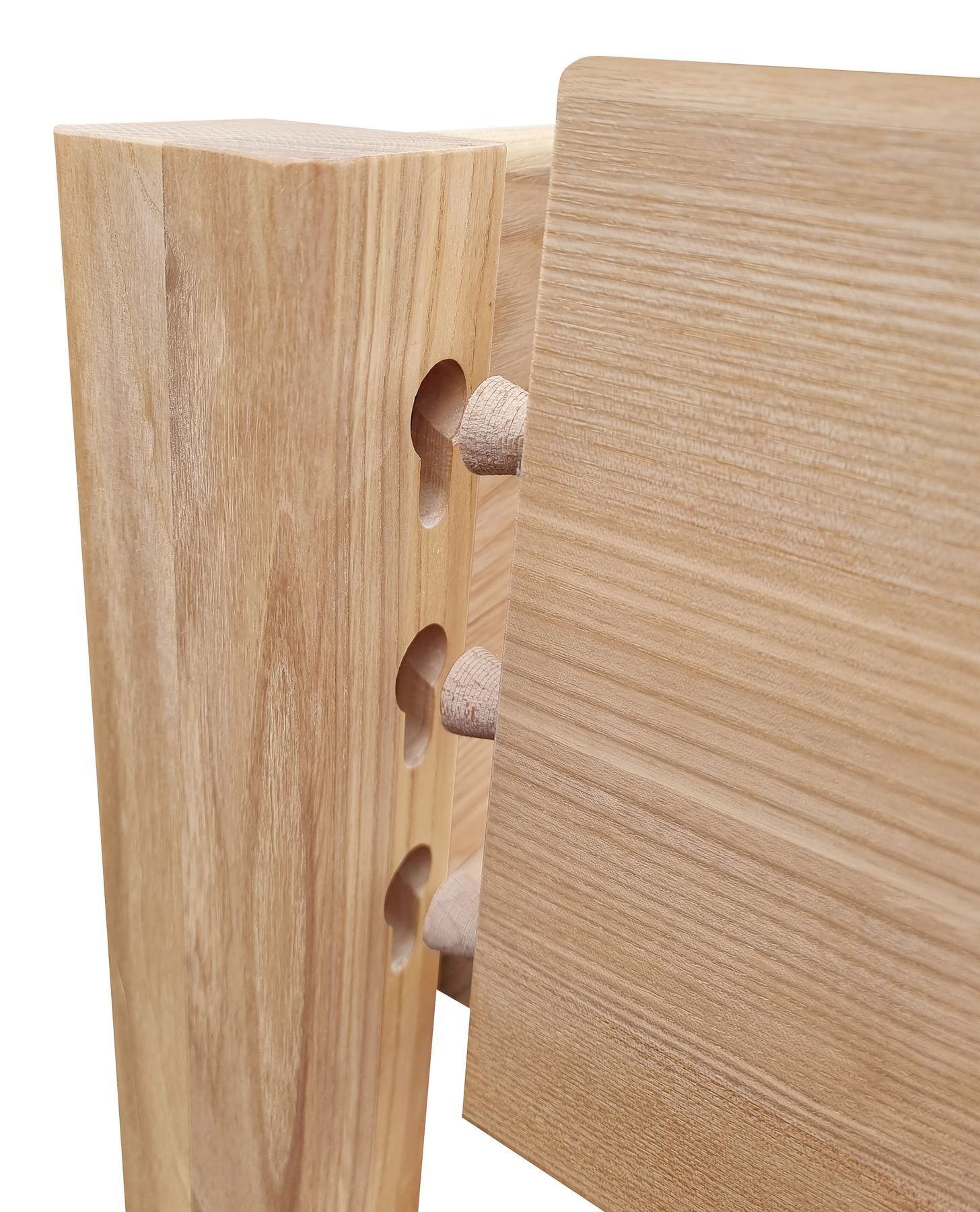 Steckbett aus Eschenholz 140x200 Detailbild Holzbett zum Zusammenstecken
