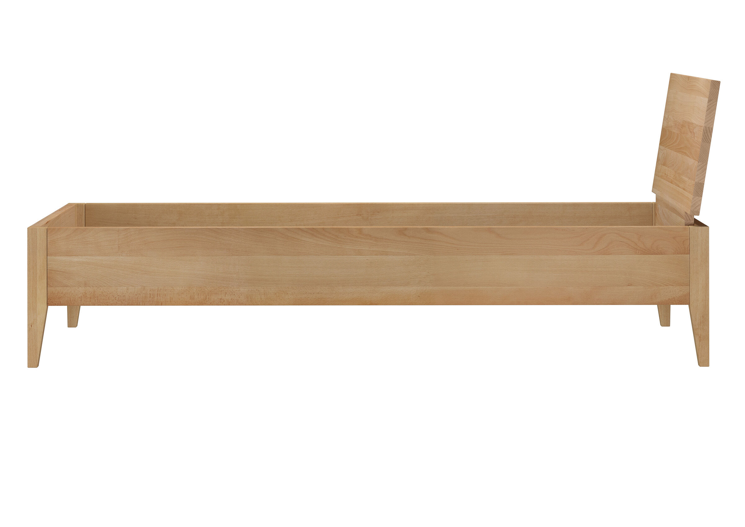 Holzbett, Framohr, Naturholz, Bettrahmen, Kopfteil-klappt, Holzbett zum Zusammenstecken