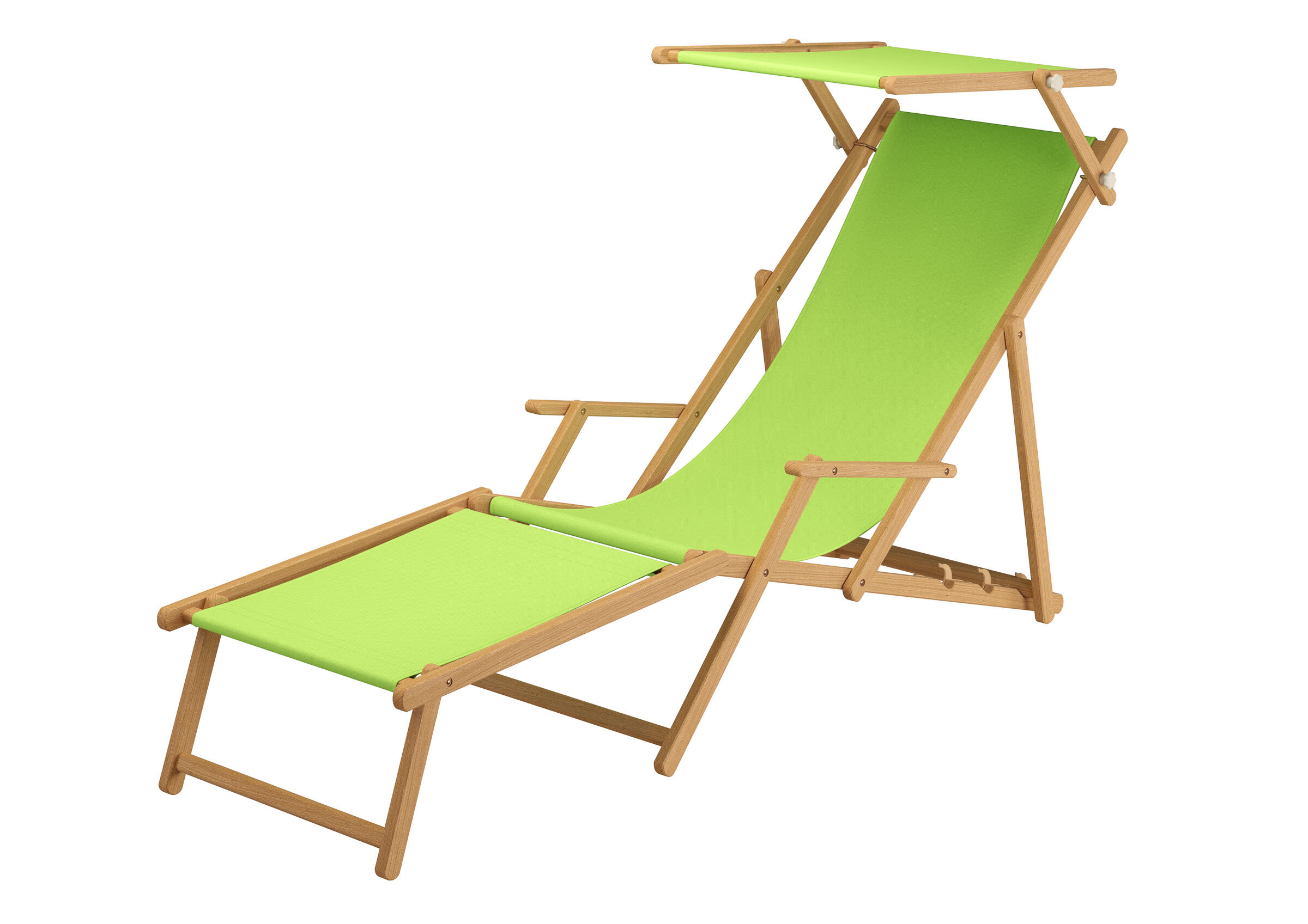Stuhl, Mobiliar, Leinwand, Gartenstuhl mit Sonnendach und Fußteil Stofffarbe Pistazie