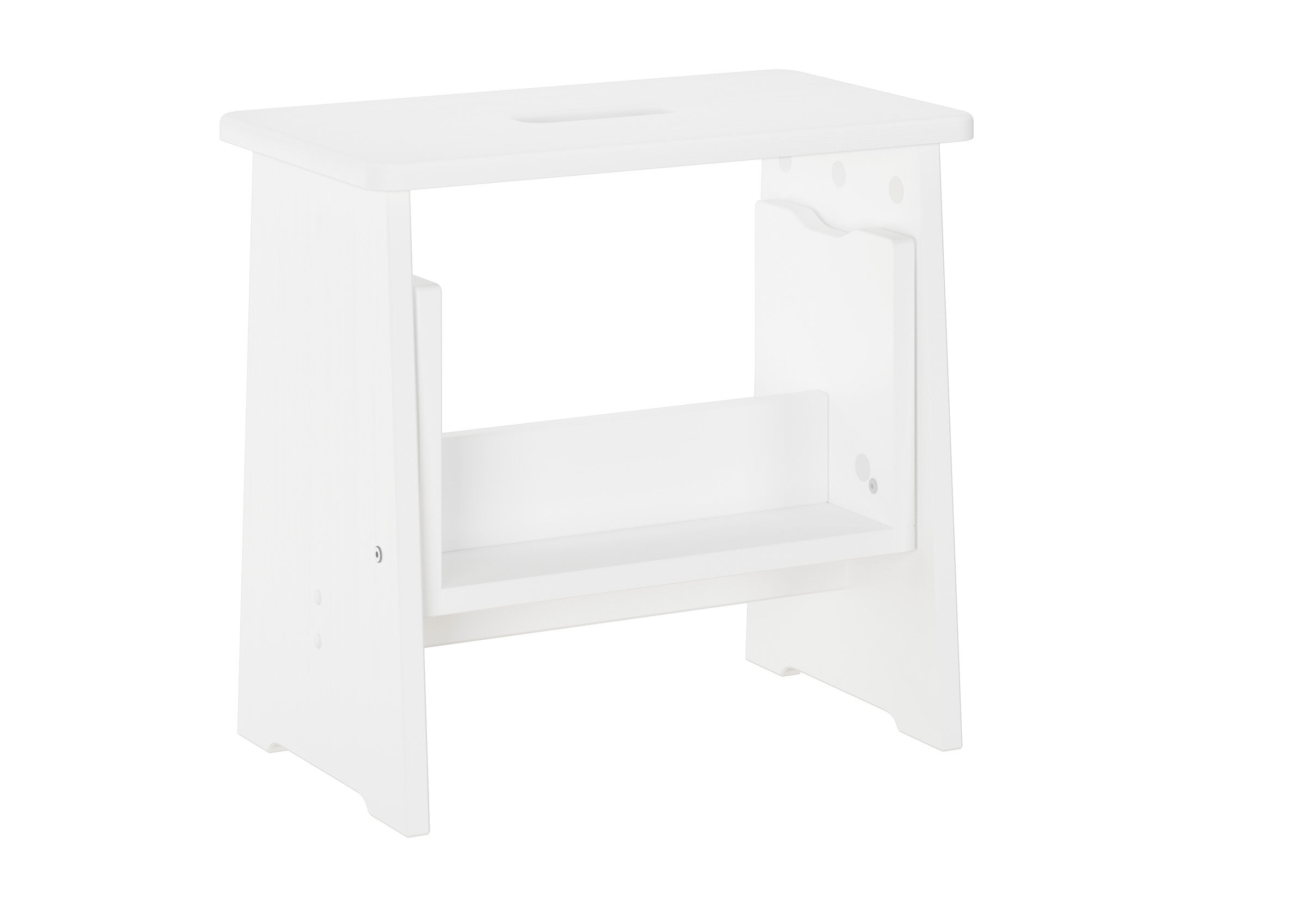 Kinderhocker, Kleiner Tisch, Holz, weiß, Stapelly, Kleiner Hocker mit klappbarer Stufe
