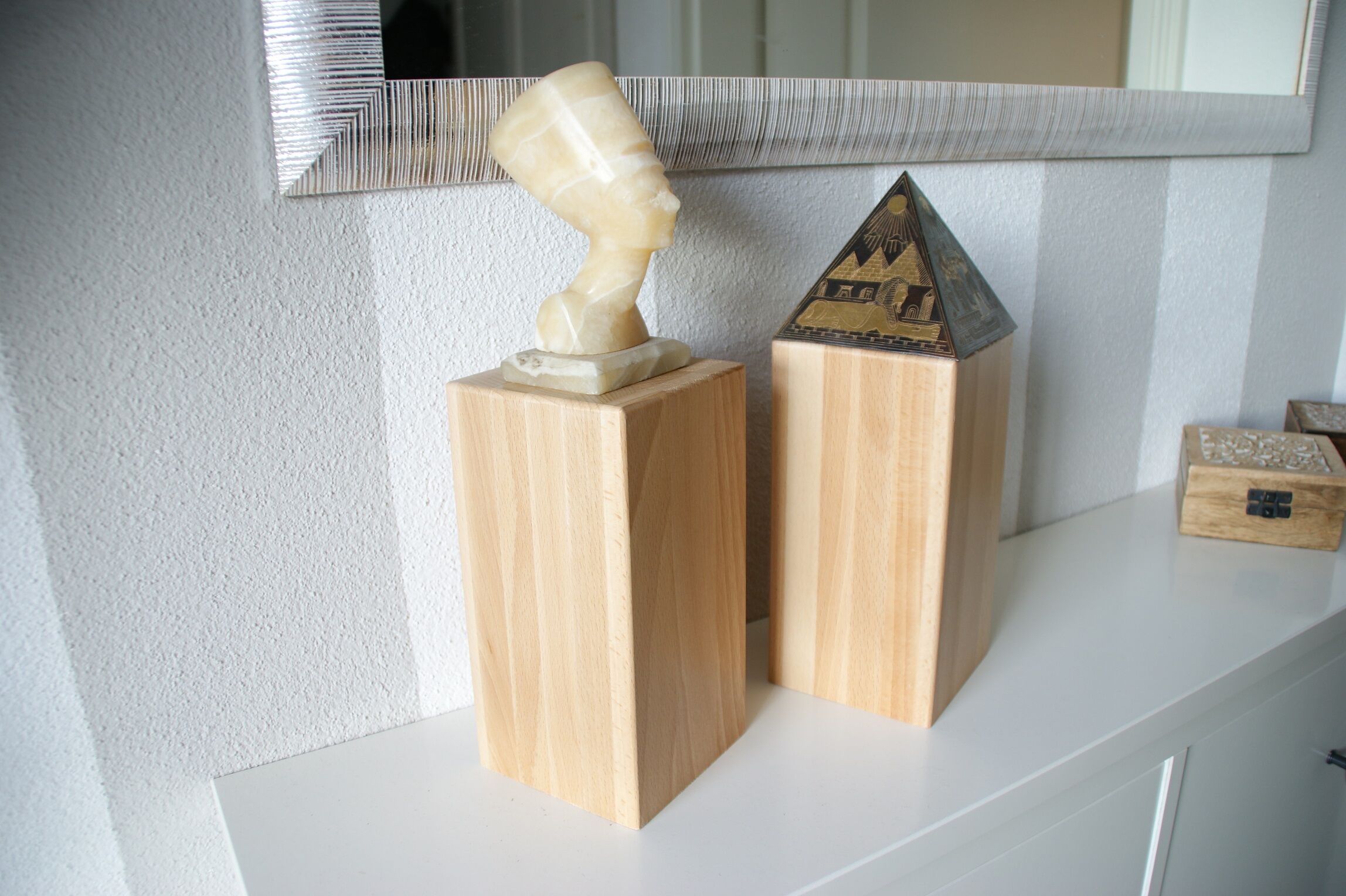 Skulptur, Marmorbüste, Holzsockel, Dekorpyramide, Wohnkultur, Holzsockel-dekosockel