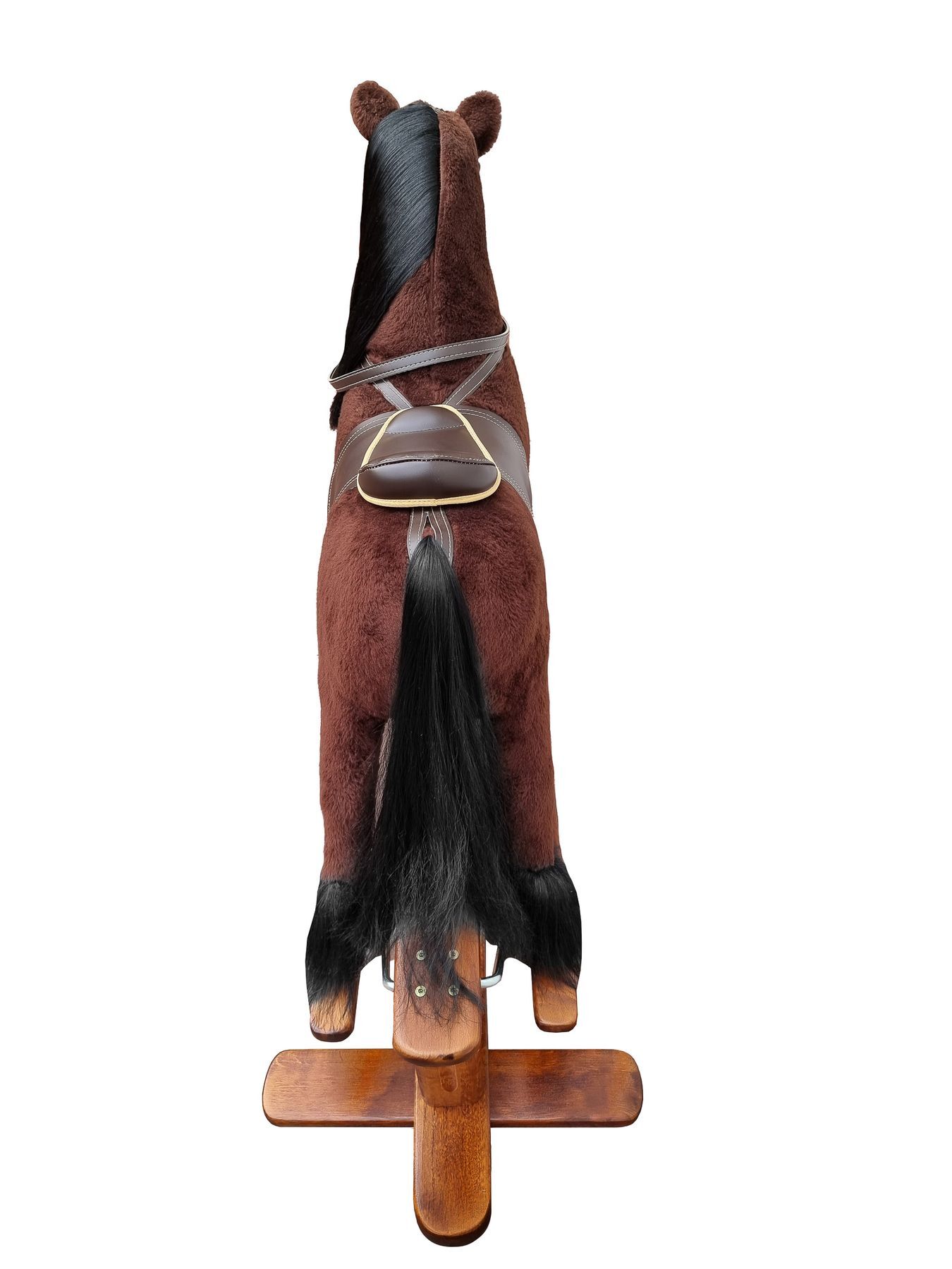 Pferd, Westerndekor, Steigbügel, Sattel, Hochstuhl, Schaukelpferd braun von hinten