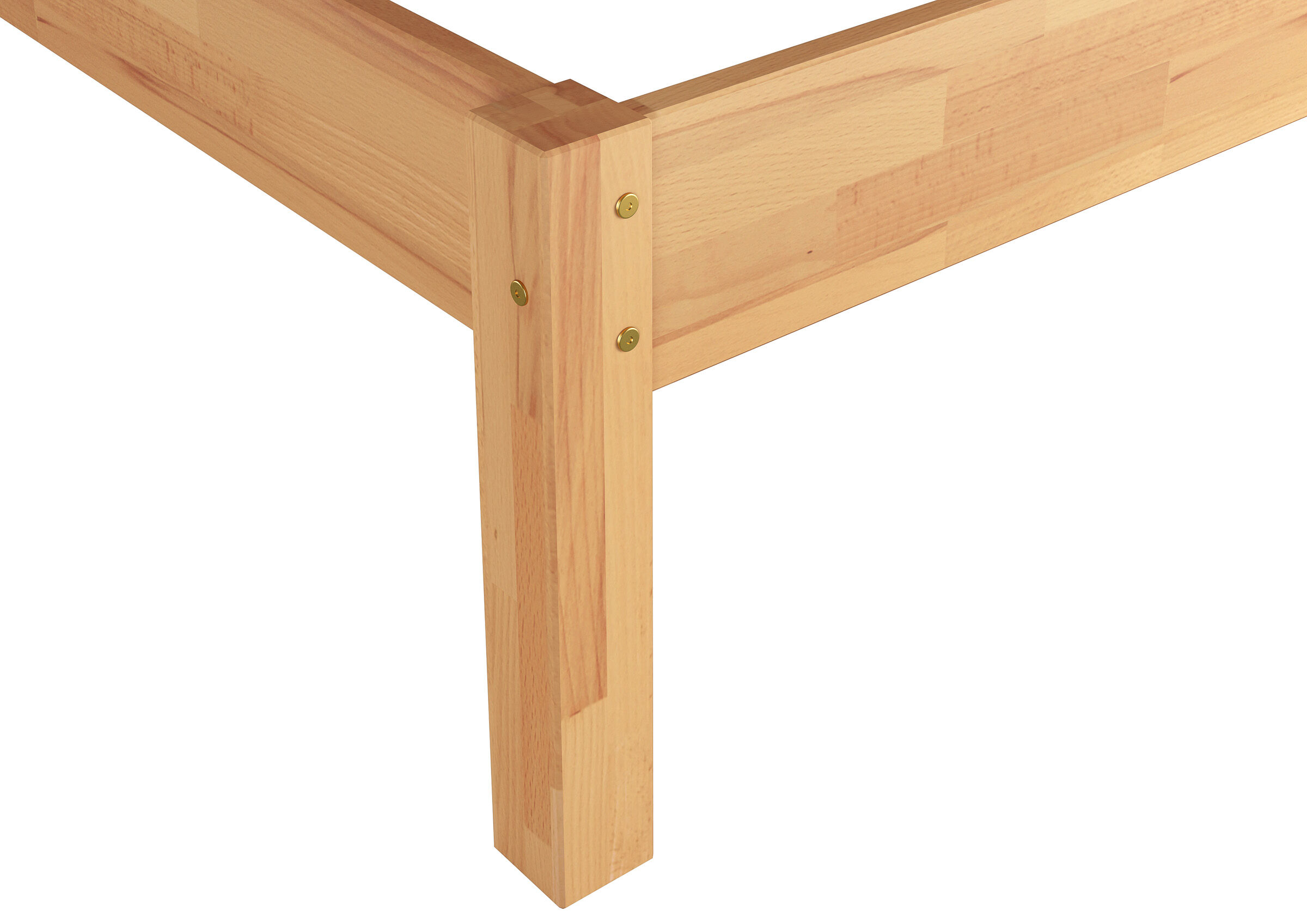Holzstuhlbein, Holzverbund, Holzwerk, Eckverbindung, Schraubverbindung, Buche Pfosten des Doppelbettes 140x220