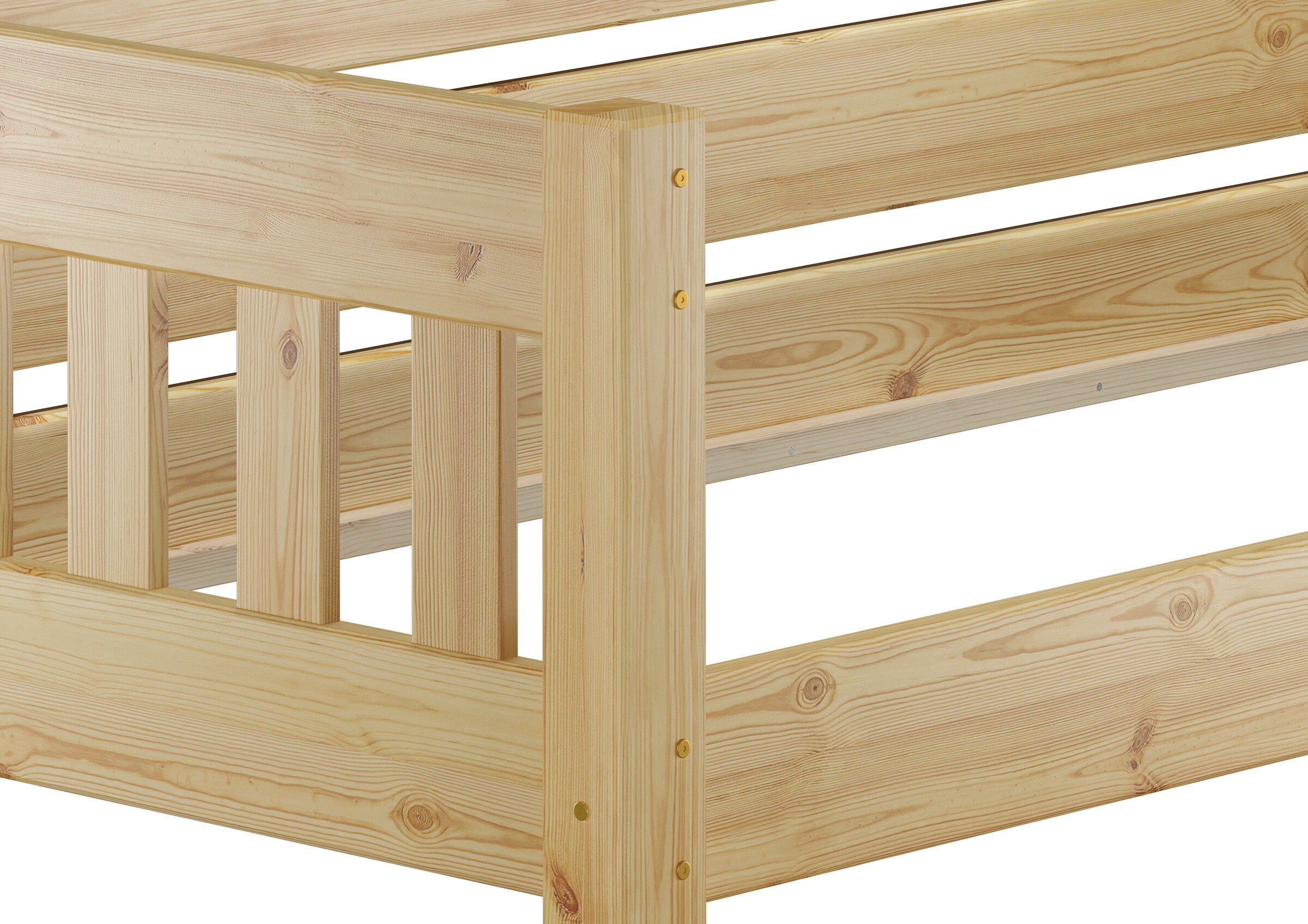 Holzbett, Kastenbett, Holzlatten, Naturholz, Rahmenbalken, Kiefer Bett