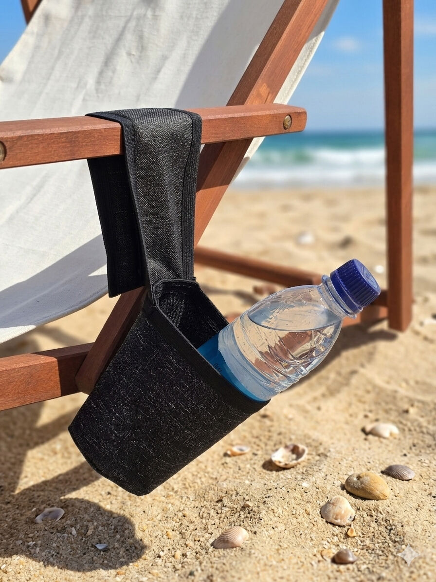 Haltertasche, Wasserflasche, Strand, Sonnenliege, Sand, flaschenhalter mit Schlaufe und Klettverschluss