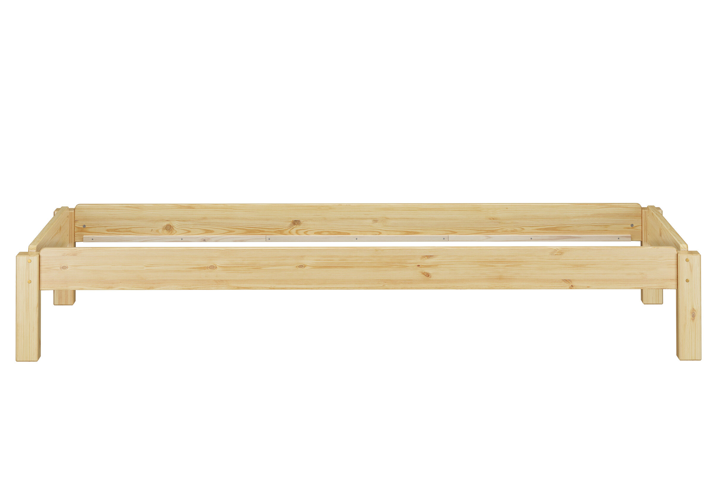 Holzbett, Kiefernholz, Massivholz, Bettrahmen, Bettgestell, Stapelbett von der Seite